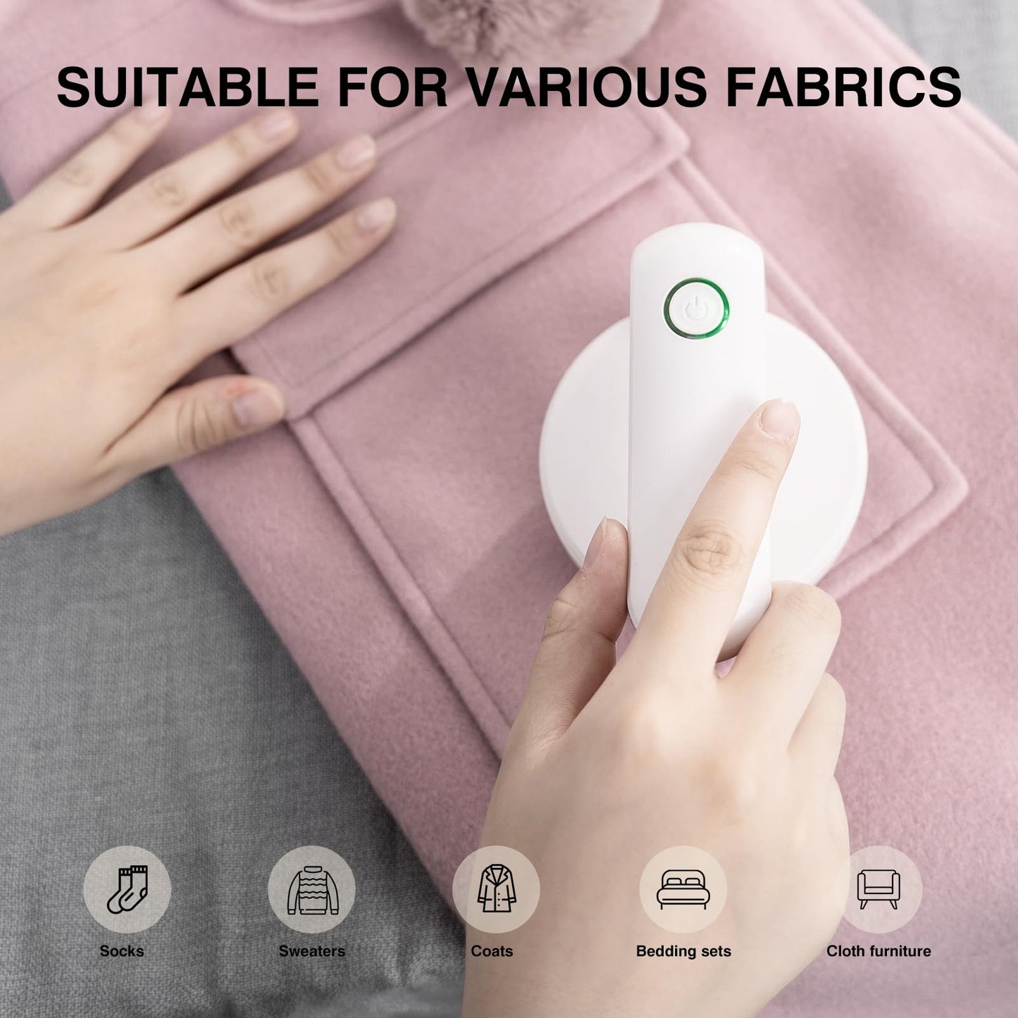 bestmoument Fabric Shaver, Lint Remover Rechargeable, Electric Portable Sweater Defuzzer Digital LED Display to Remove Pilling for Clothes, Furniture, Sweater, (White with Three Shaver Blades)