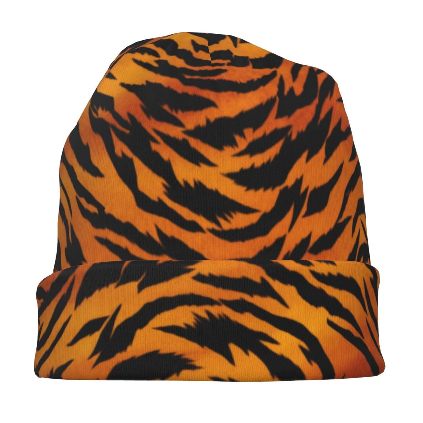 ZUHAOGO Animal Print Tiger Black Gold Skull Beanie Hats Slouchy Winter Warm Chemo Caps Stretch Hip-Hop Skull Cap Beanie Lightweight Sleep Cap Headwear Knit Beanies for Men Women