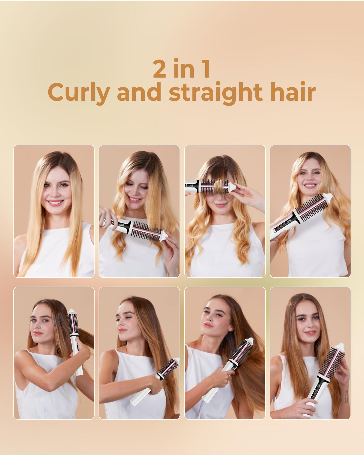 Cordless Curling Brush,4000 mAh USB Cordless Hair Curler with 3 Temp Setting Mini Travel Curling Iron Rechargeable, Ceramic Battery Powered Curling Iron