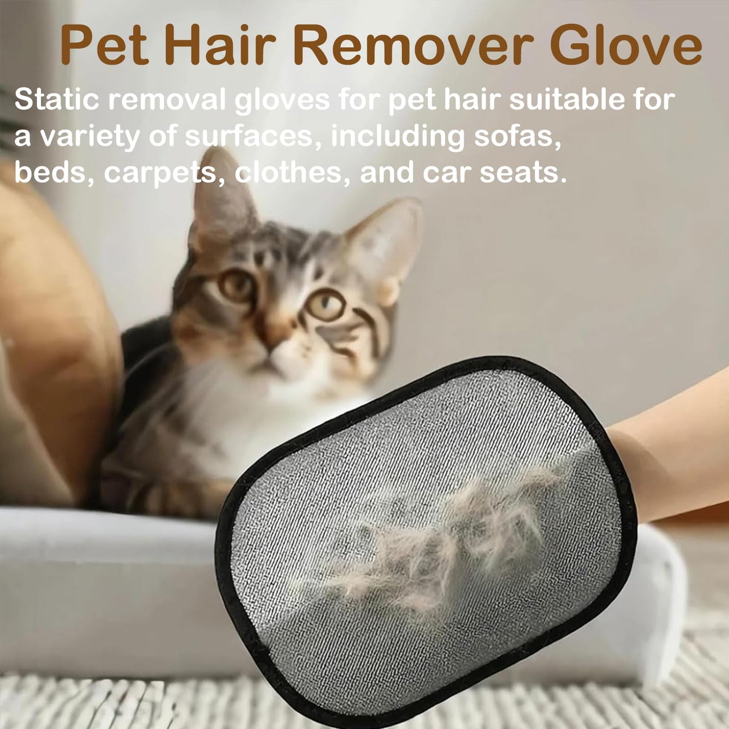 2PC Pet Hair Remover Glove for Cats & Dogs, 2025 New Electrostatic Pet Hair Remover Glove, Cat Grooming Gloves for Hair Removal, Grooming Clothes, Sofas