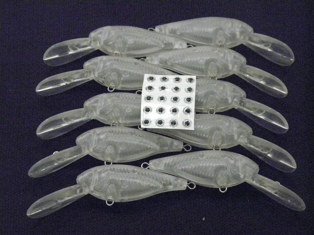 wLure 10 Blank Unpainted Crankbait Wide Wobble Deep Diver Jerkbait Slow Floating Fishing Lures with Free Eyes UPC549