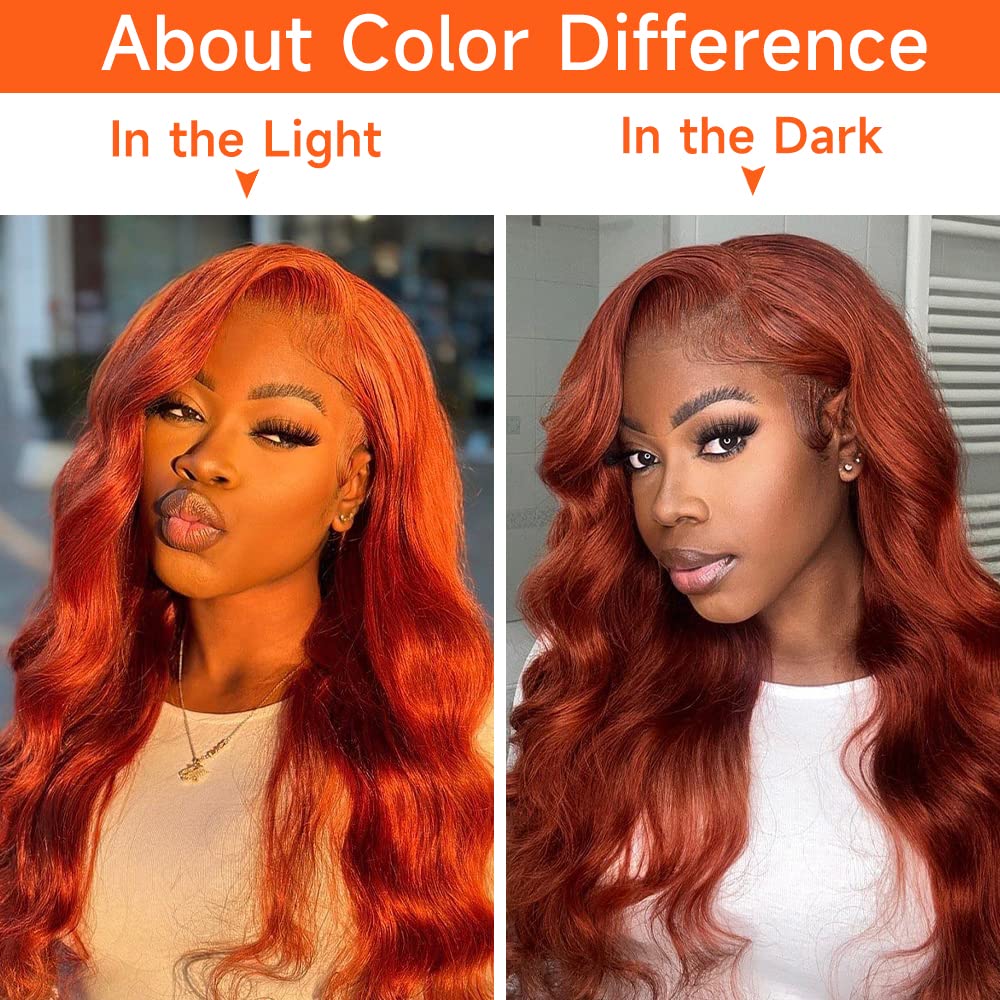 Reddish Brown Lace Front Wigs Human Hair Pre Plucked 13x4 Auburn Colored Human Hair Lace Front Wigs Body Wave Glueless Wigs Human Hair HD Lace Frontal Human Hair Wig 22 Inch
