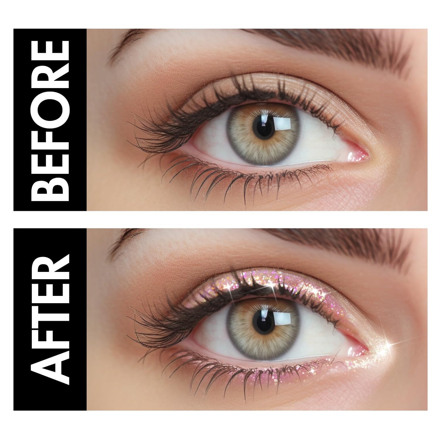 CHARMACY 3Pcs Liquid Glitter Eyeliner Set, Metallic Shimmer Glitter Eyeshadow, Lightweight Waterproof Texture, Long Wearing, Quick Drying, Colorful Sequins (Indigo Gold White Green)