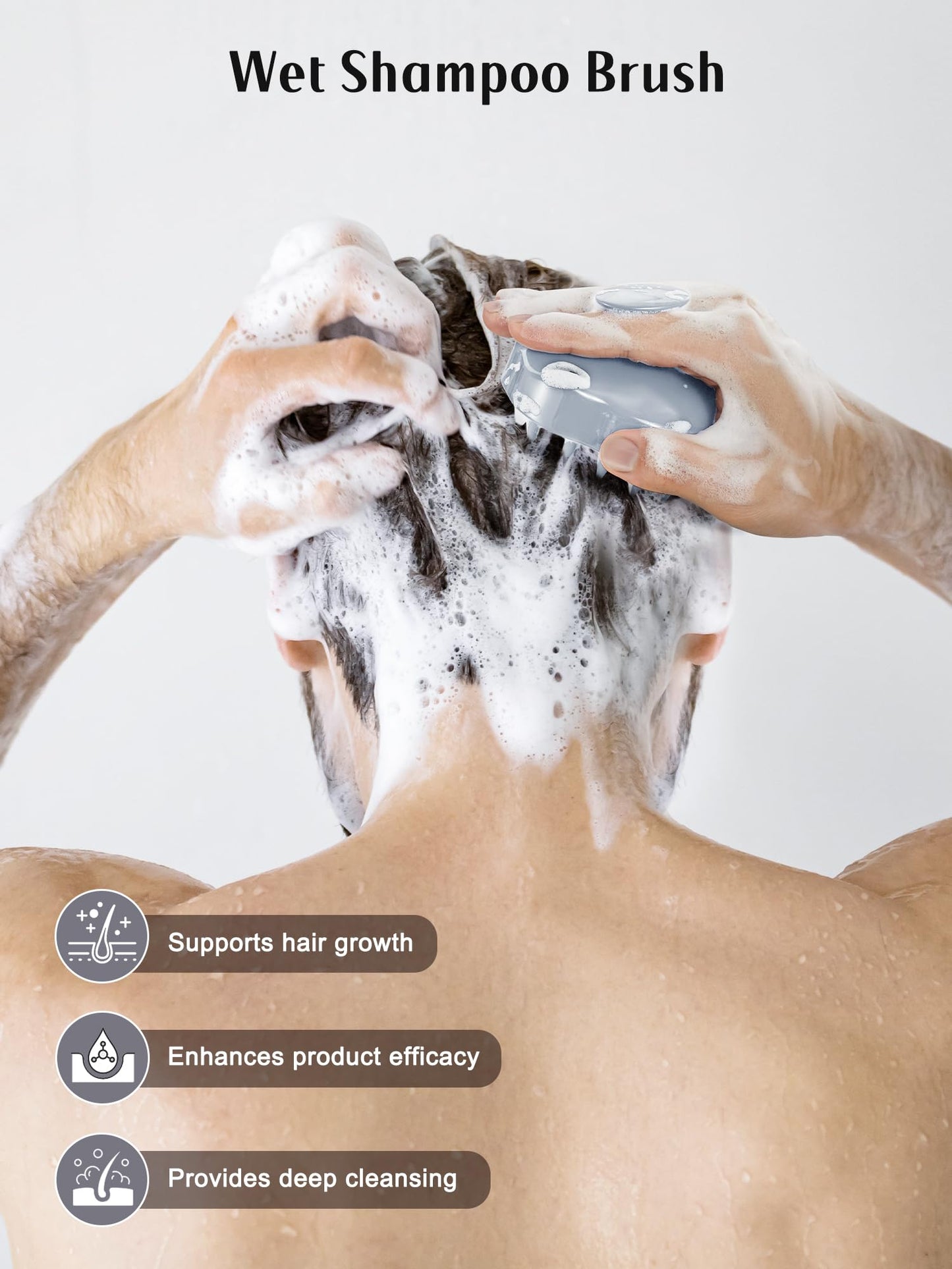 HEETA Hair Scalp Massager Shampoo Brush 2 Pack, Soft Silicone Bristles to Remove Dandruff, Waterproof Hair Scrubber for Both Wet Dry Hair, Suitable for Men & Women (Yellow & Gray)