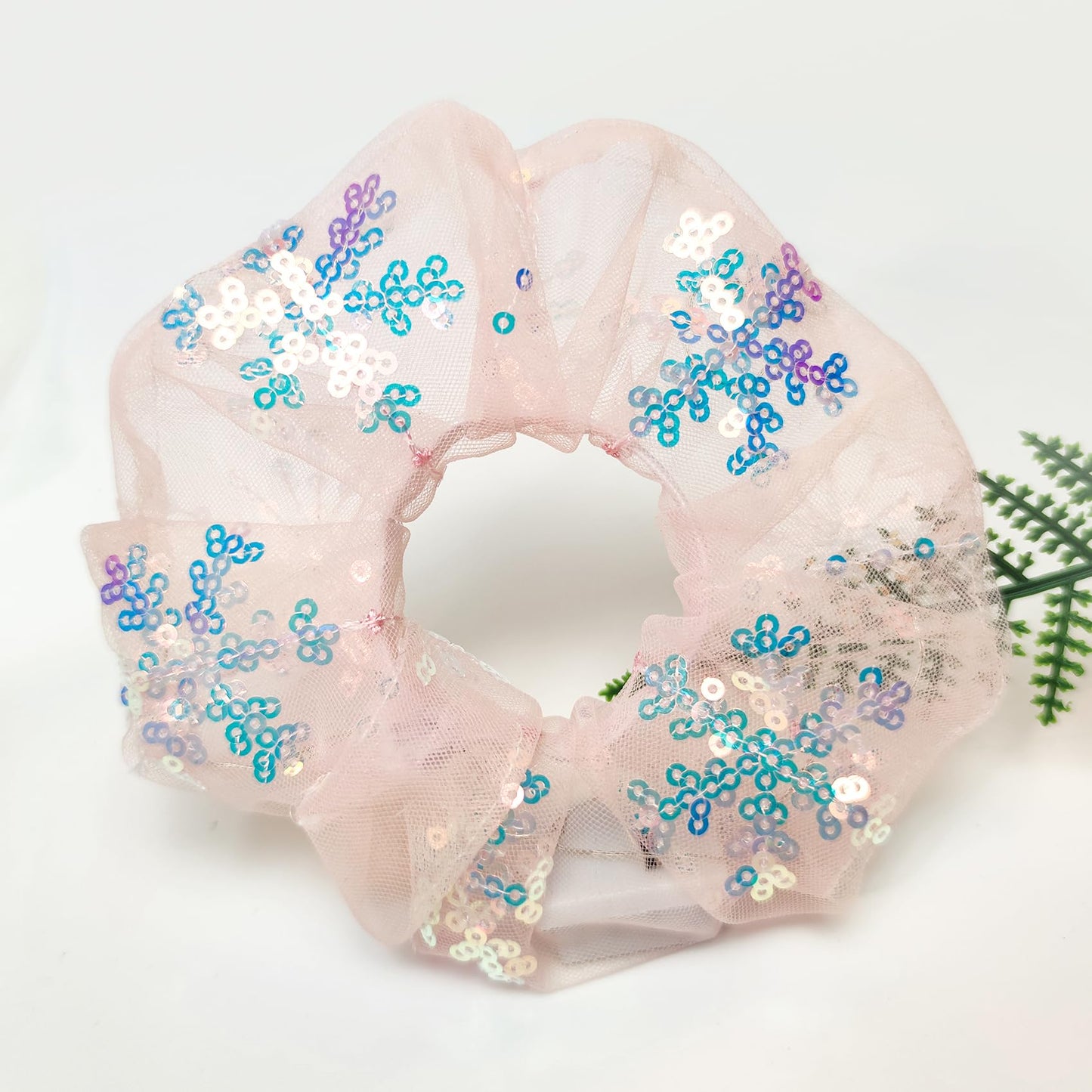 4 Pcs Light Up Hair Accessories for Girls Women, Sparkly Sequins Hair Scrunchies, Multi Light Modes LED Hair Tie for Movie Night Supplies, Glow in The Dark Scrunchies for Rave Neon Slumber Party