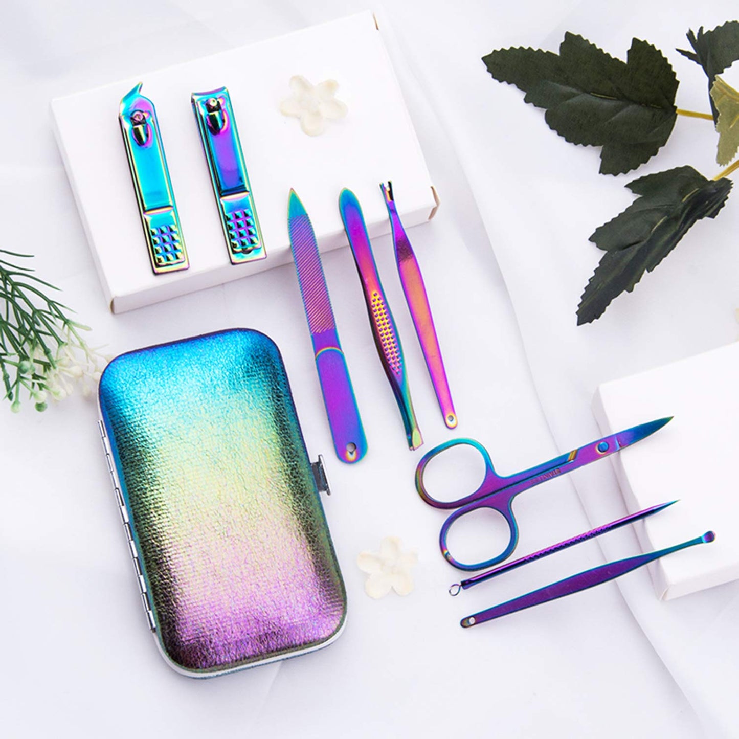 AYALLEAA Manicure Set Nail Clippers Pedicure 8 Pieces Stainless Steel Manicure Kit Professional Grooming Care Tools Nose Hair Scissors Nail File...The Best Gift with Luxurious Case