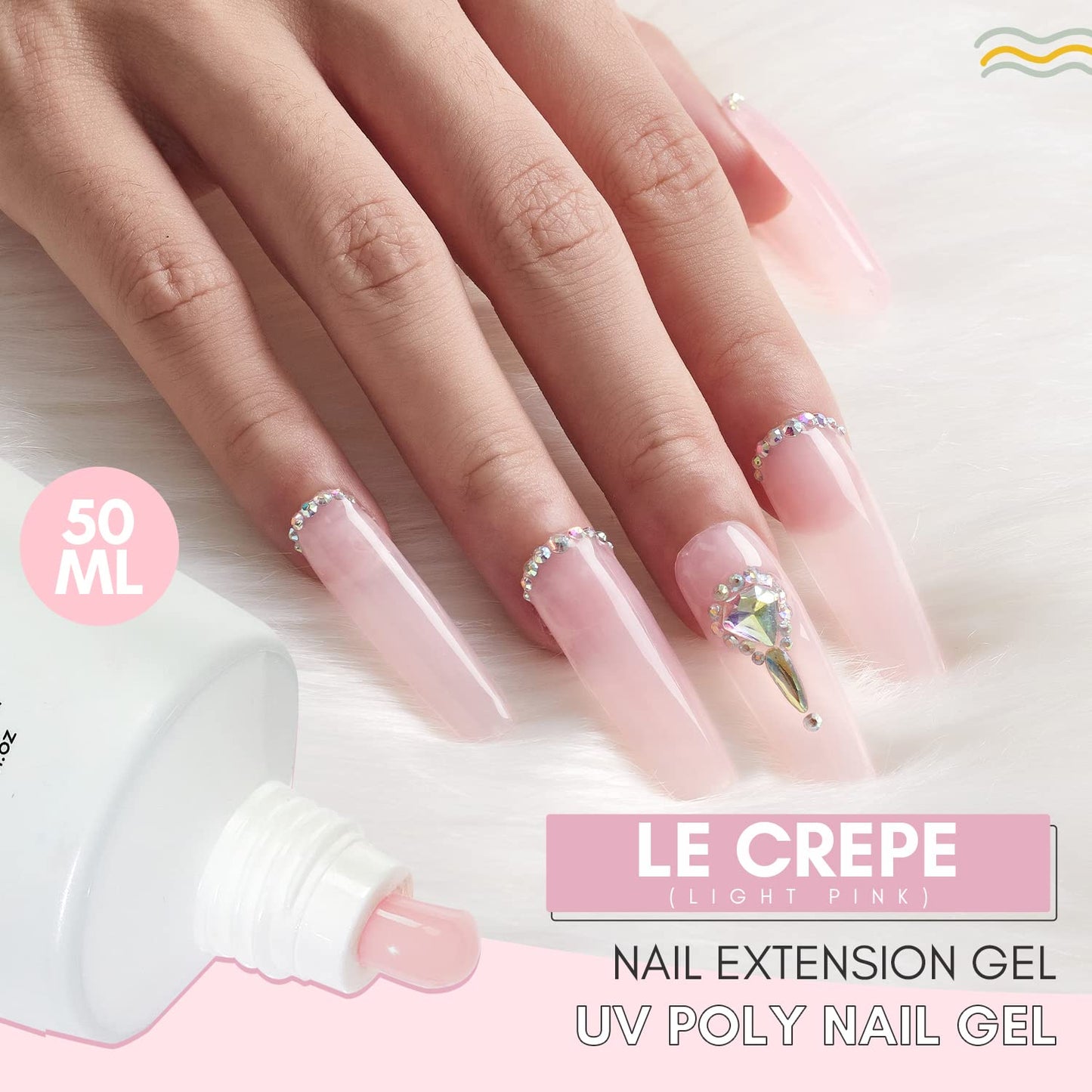 Makartt Poly Nail Gel: Light Pink,50ML Builder for Extension, Strengthener, Hard Gels for Nails, Colored, Beauty Gift Trendy Manicure Design Salon Easy DIY at Home