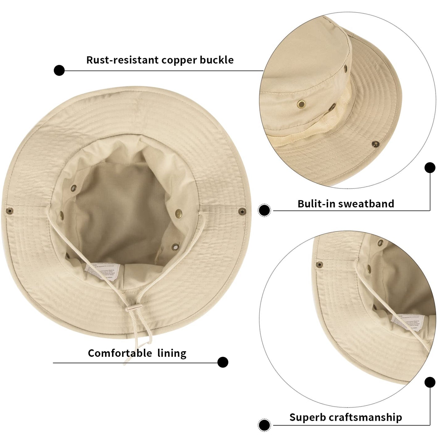 Sun Hats for Men Women Bucket Hat UPF 50+ Boonie Hat Foldable UV Protection Hiking Beach Fishing Summer Safari(Upgraded-1pack-Beige)