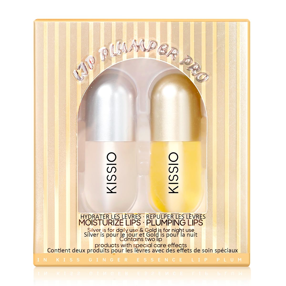 KISSIO Lip Plumper,2 PCS Natural Lip Plumper,Lip Enhancer,Plumping Lip Serum, Lip Plumping Balm,Hydrated Beauty Lips 5.5ml, Day and Night