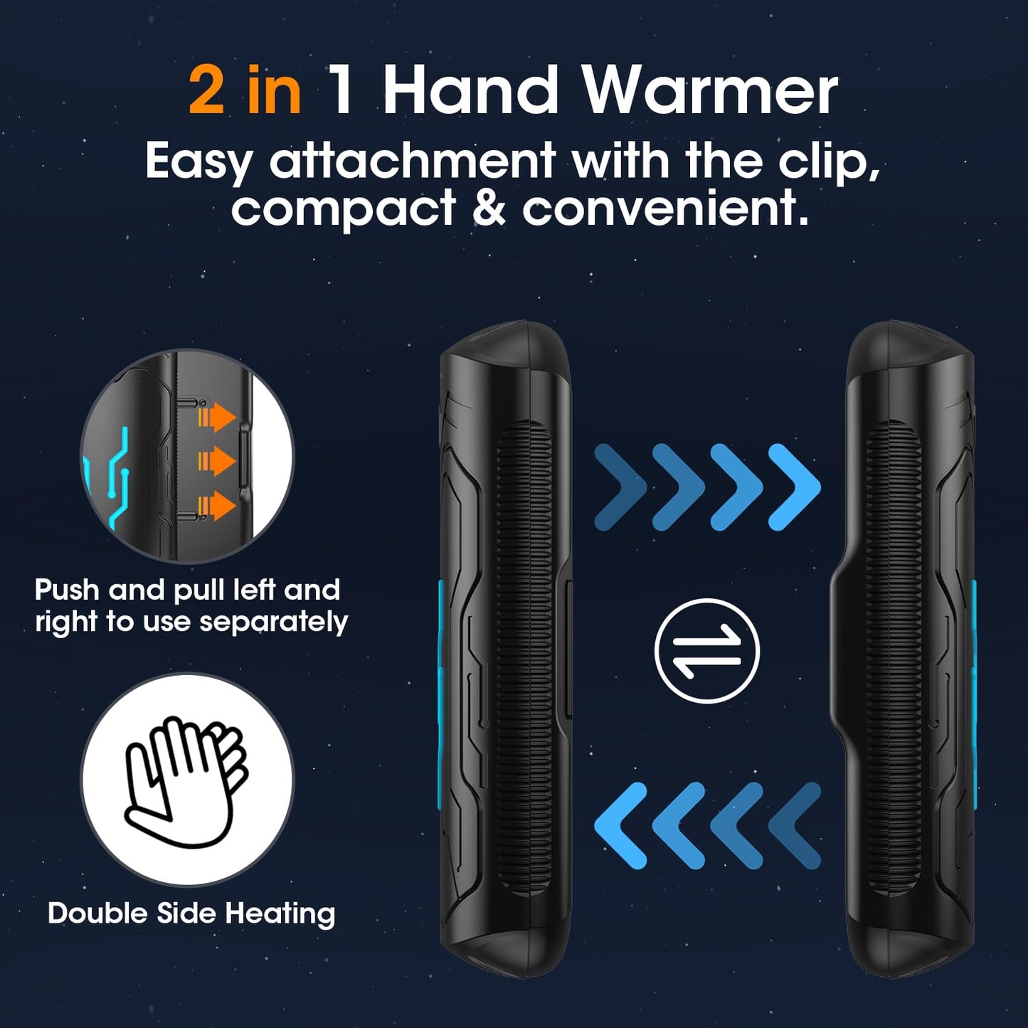 OLV Hand Warmers Rechargeable 2 Pack 20Hrs Long Heating Pocket Size Electric Handwarmers, Portable USB Hand Warmer Heater Therapy Great Gift for Christmas Outdoors, Hunting, Golf, Camping Men Women