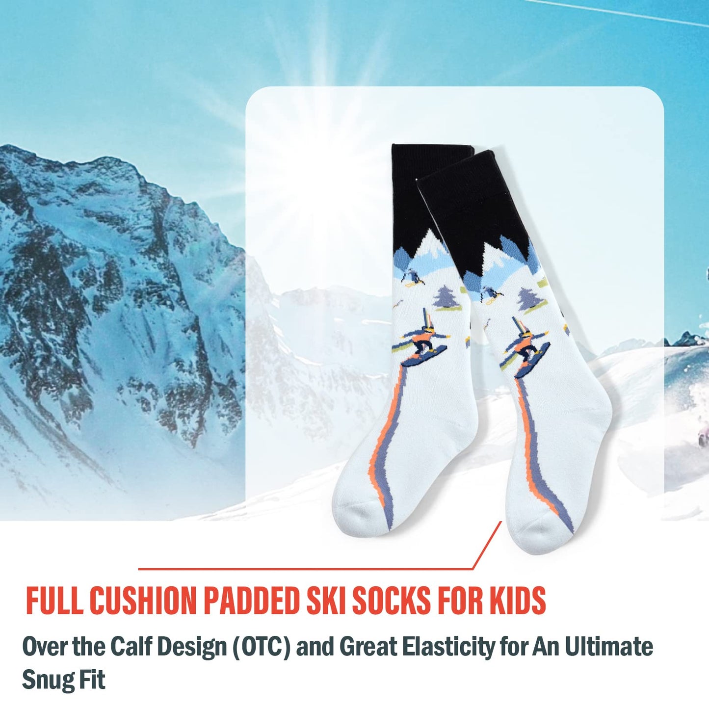 Lollisy Big Boys Ski Socks Kids Winter Warm Socks for Boys Girls Thick Thermal Skating Snowboarding Snow Socks 3 Pack Alpine 8-10 Years