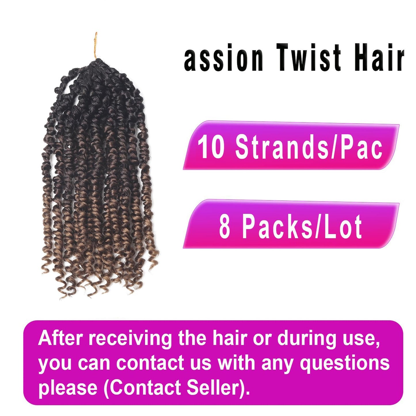 Bileaf Ombre Passion Twist Hair Pre Looped 10 Inch Passion Twist Crochet Hair for Women, Pre Twisted Boho Crochet Twist Braids for Girls 8 Packs Soft Short Passion Twists Curly Ends Hair Extensions