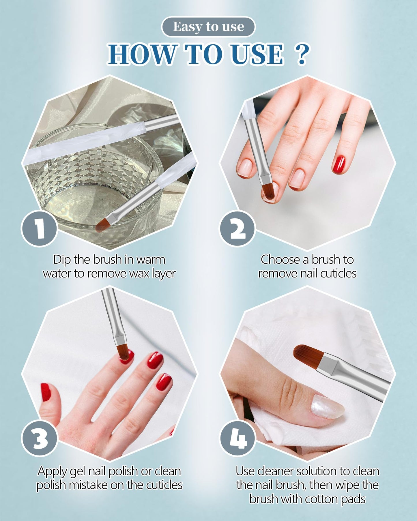 3PCS Nail Polish Clean Up Brush, Round&Falt&Angled Acetone Resistant Nail Brush for OPI Nail Polish Remover, Fingernail Cleaning Brushes at Home Nail Art and Designs(Calligraphy White)