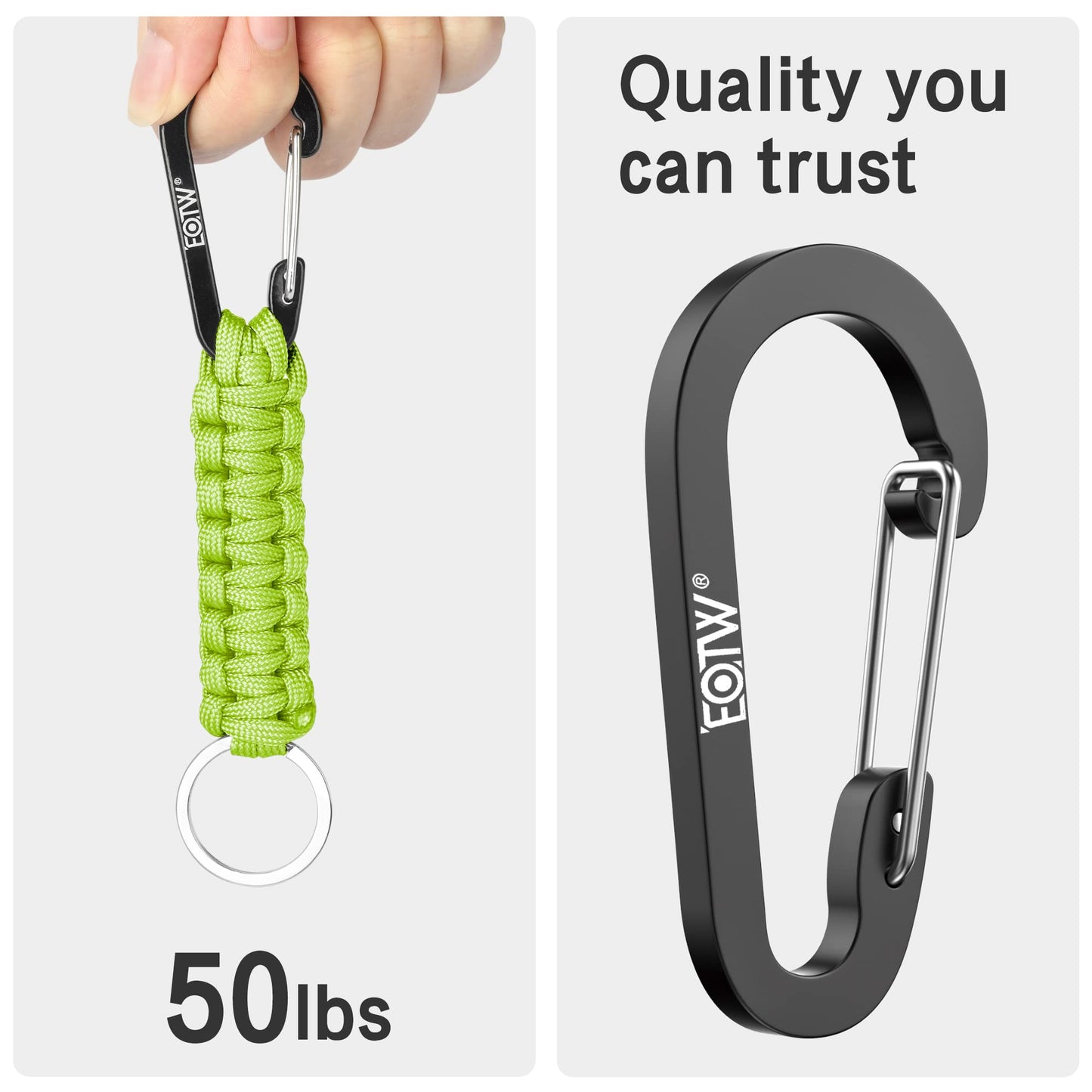 EOTW Carabiner Keychain, Small Carabiner Clip with Paracord Keychain Mini Aluminum D Ring Key Organizer