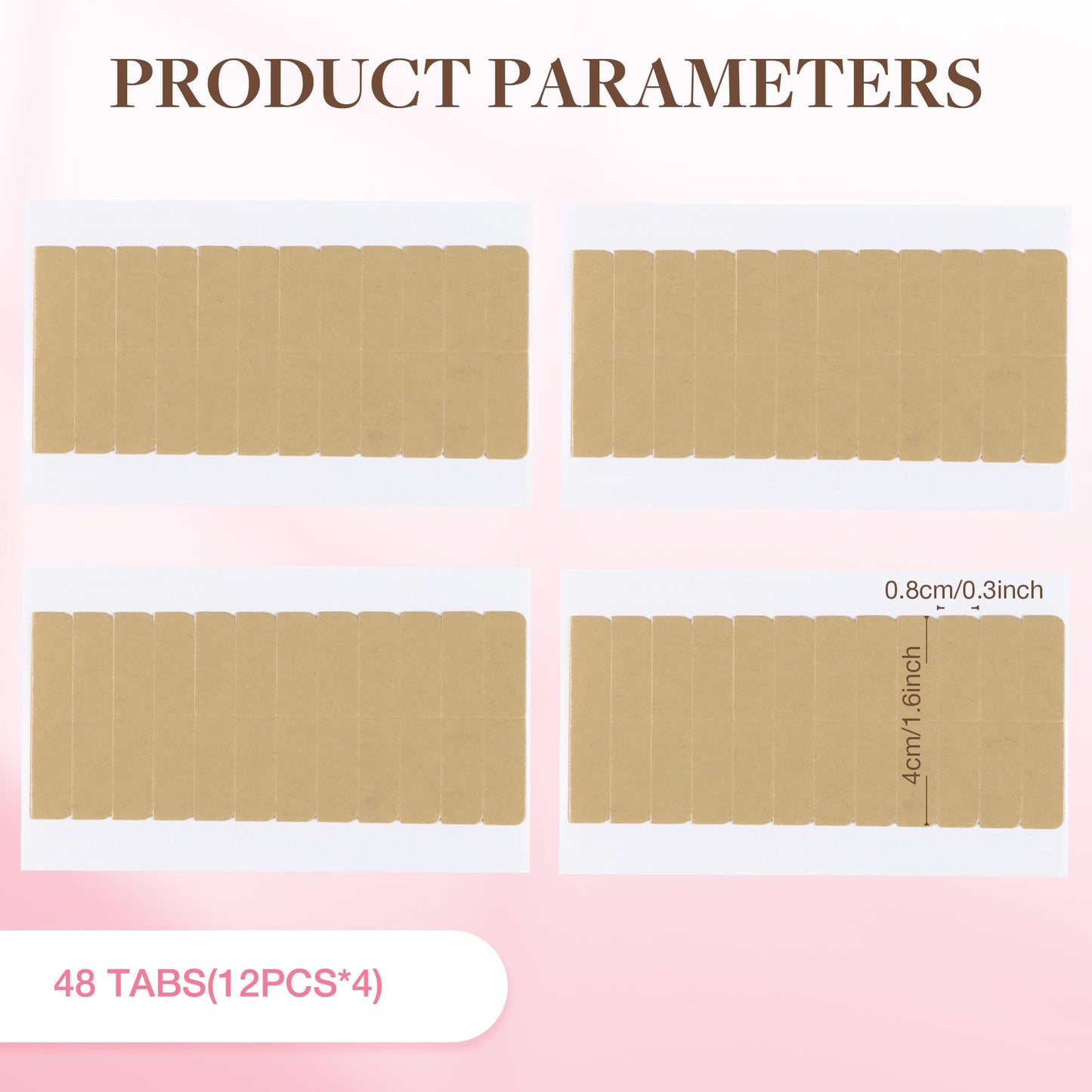 GOO GOO Hair Extension Double Sided Adhesive Replacement Tape, Professional Strong for Tape in Extensions 48pcs, 1.6 * 0.3inch per Piece