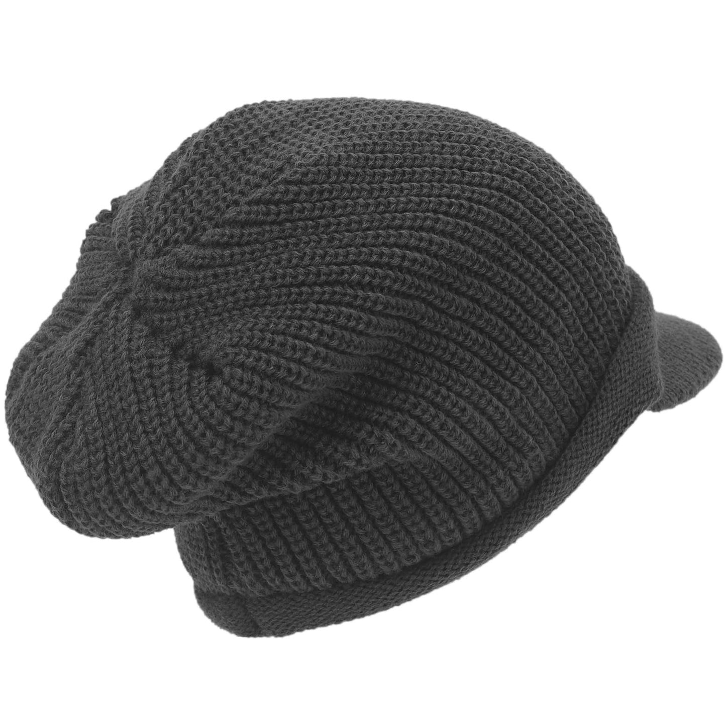 Winter Beanie with Visor - Stylish Knit Hat with Bill - Thick Brimmed Beanies with Fleece Lining Men and Women(B326-Grey)