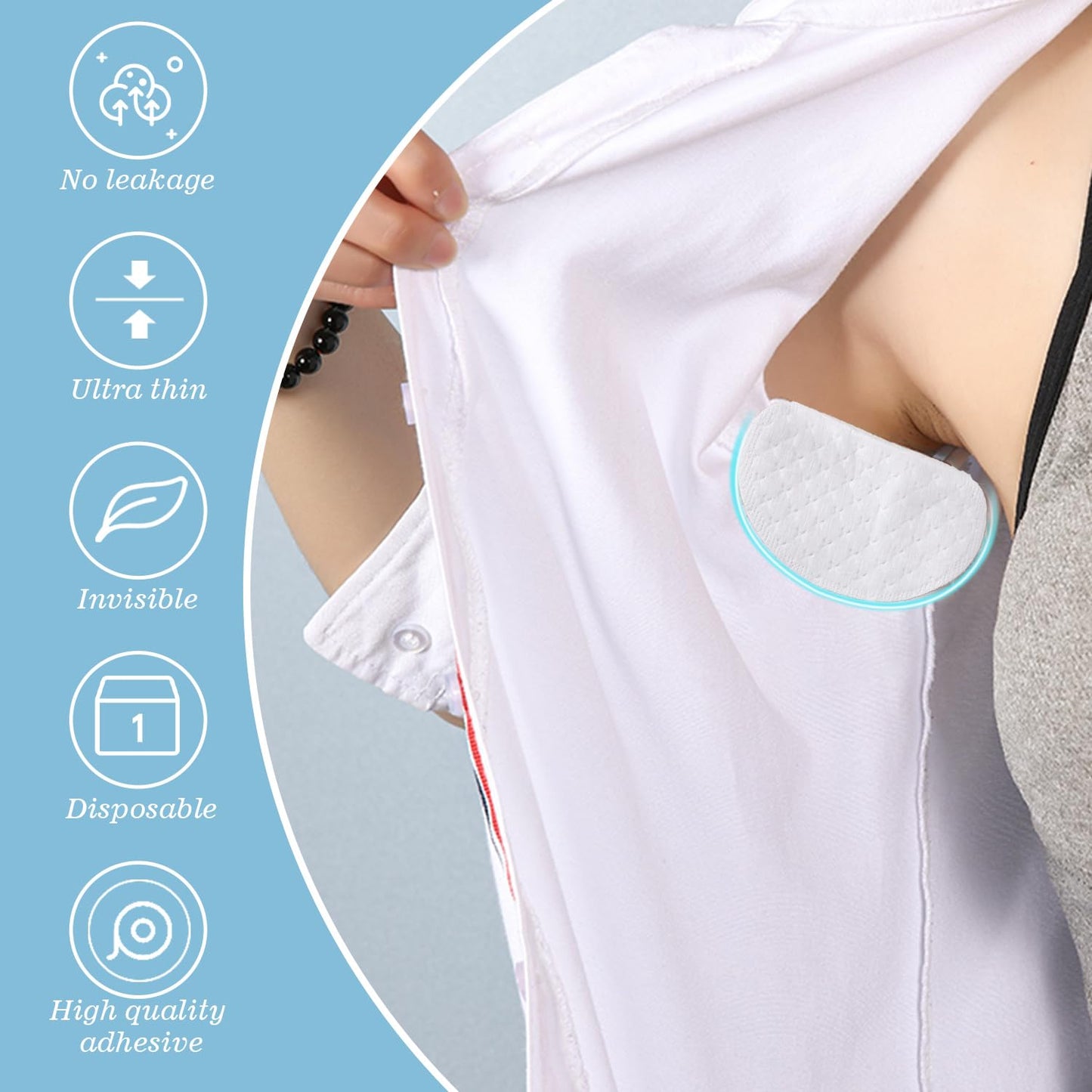 50 Pcs Underarm Sweat Pads, Armpit Sweat Pads for Women and Men, Disposable Underarm Pads for Sweating Women Comfortable Unflavored Non Sweat Armpit Protection (5.1 * 3.54 inch, 50)