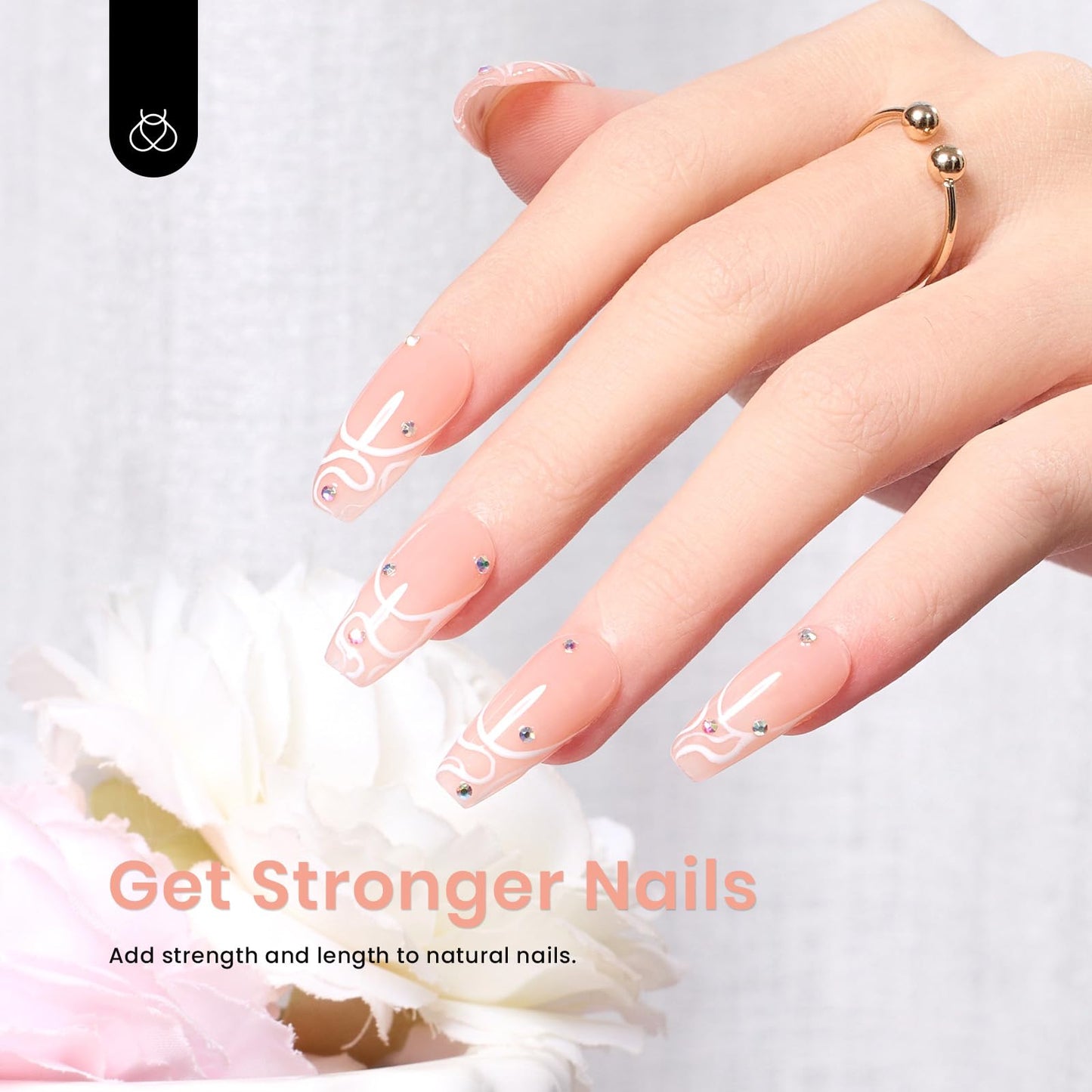 Beetles Builder Gel for Nails, 7 in 1 Nude Pink Builder Strengthener Gel Hard Gel Jelly Gel light pink French Tips Color Building Extension Gel Salon DIY Manicure Nail Art for Women