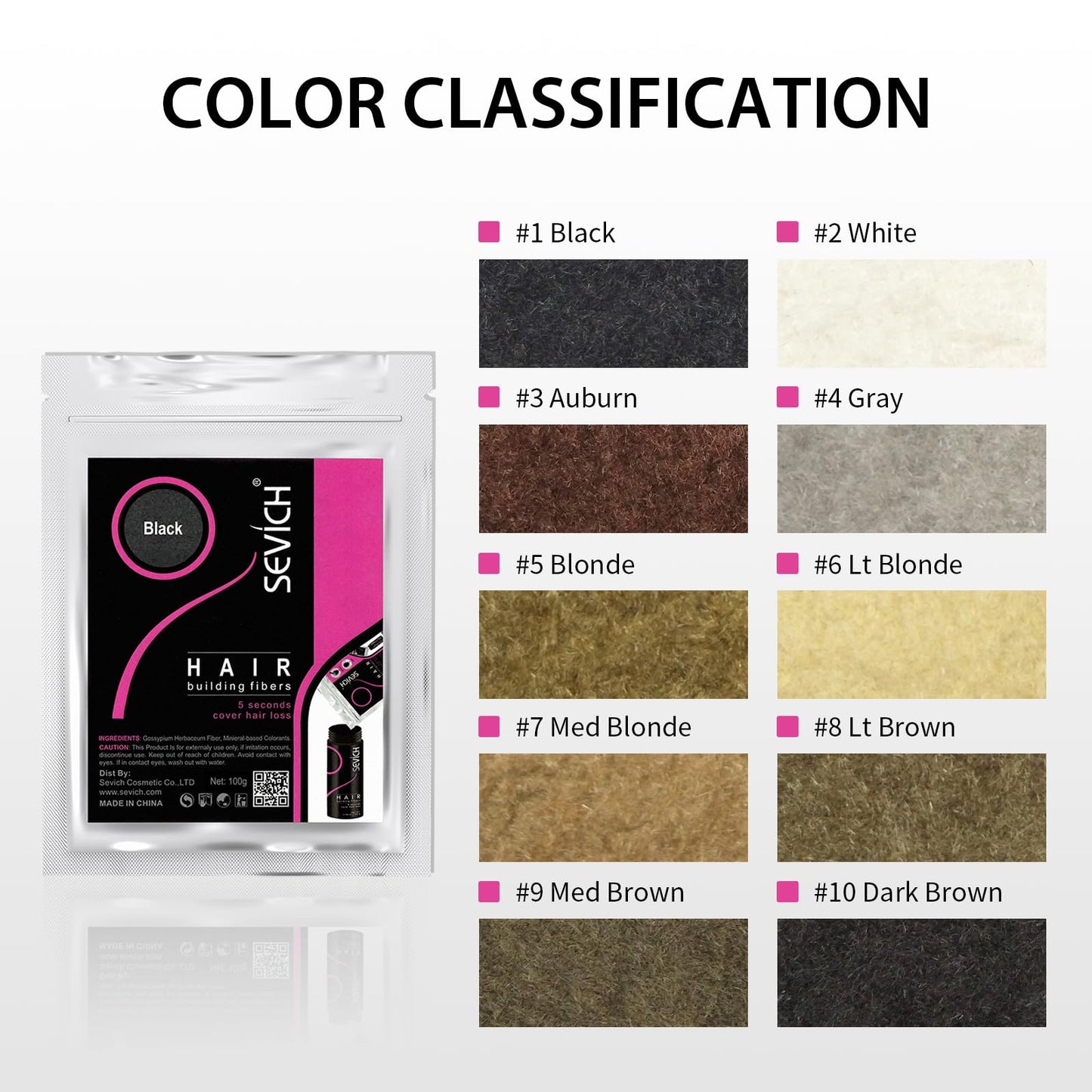 SEVICH Hair Fibers Refill 100g - Compatible with Most Brand Bottles | Hair Building Fibers for Thinning Hair | Instant Thickening Powder for Men & Women | 5-Second Natural Coverage,Dark Brown