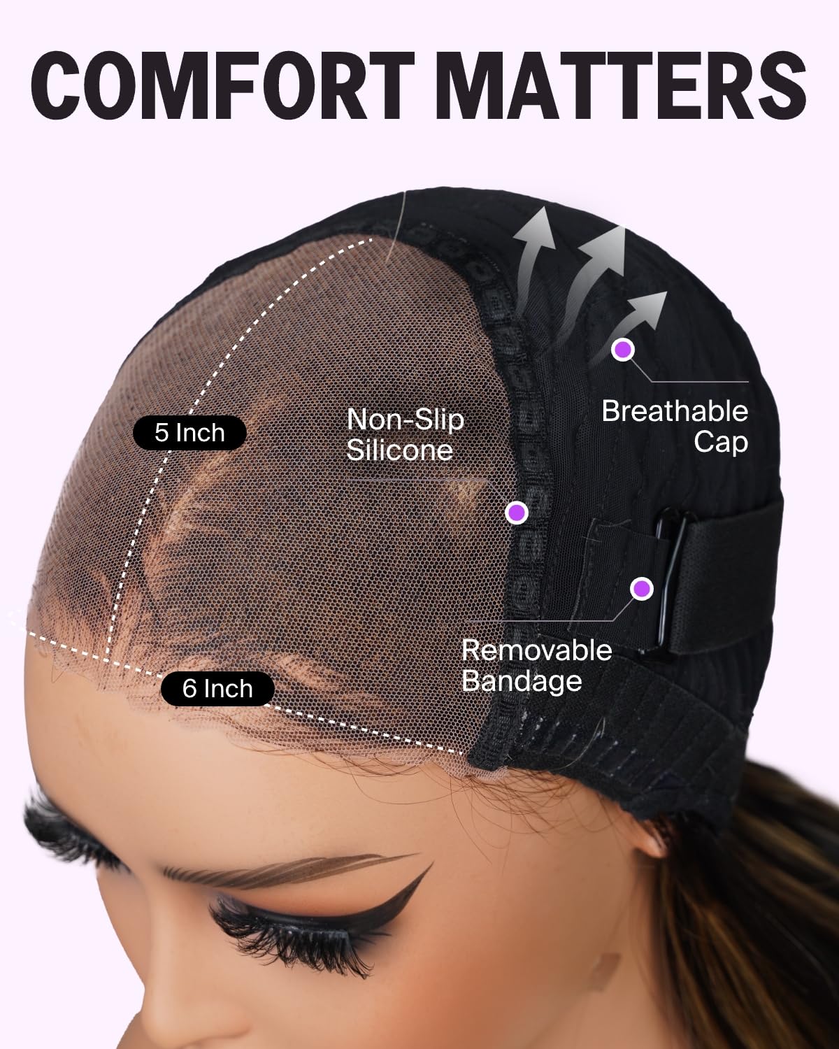 MEGALOOK Balayage Glueless Wig Human Hair Pre Plucked Pre Cut 6x5 Closure Wigs Human Hair Highlight Ombre Ready to Go Glueless Wigs Body Wave Wig Bleached Tiny Knots 1b/27 18 Inch