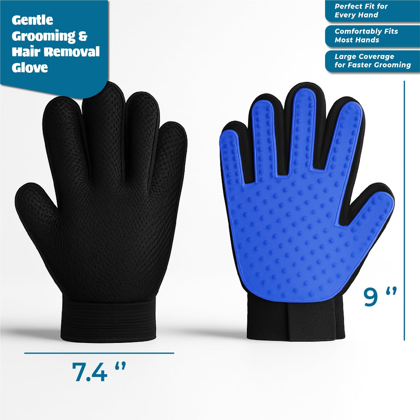 Tailio Cat & Dog Grooming Gloves for Shedding – Efficient Pet Grooming Gloves 2-in-1 Deshedding Brush & Massage Mitt | Perfect for Long and Short Hair (1 Pair)