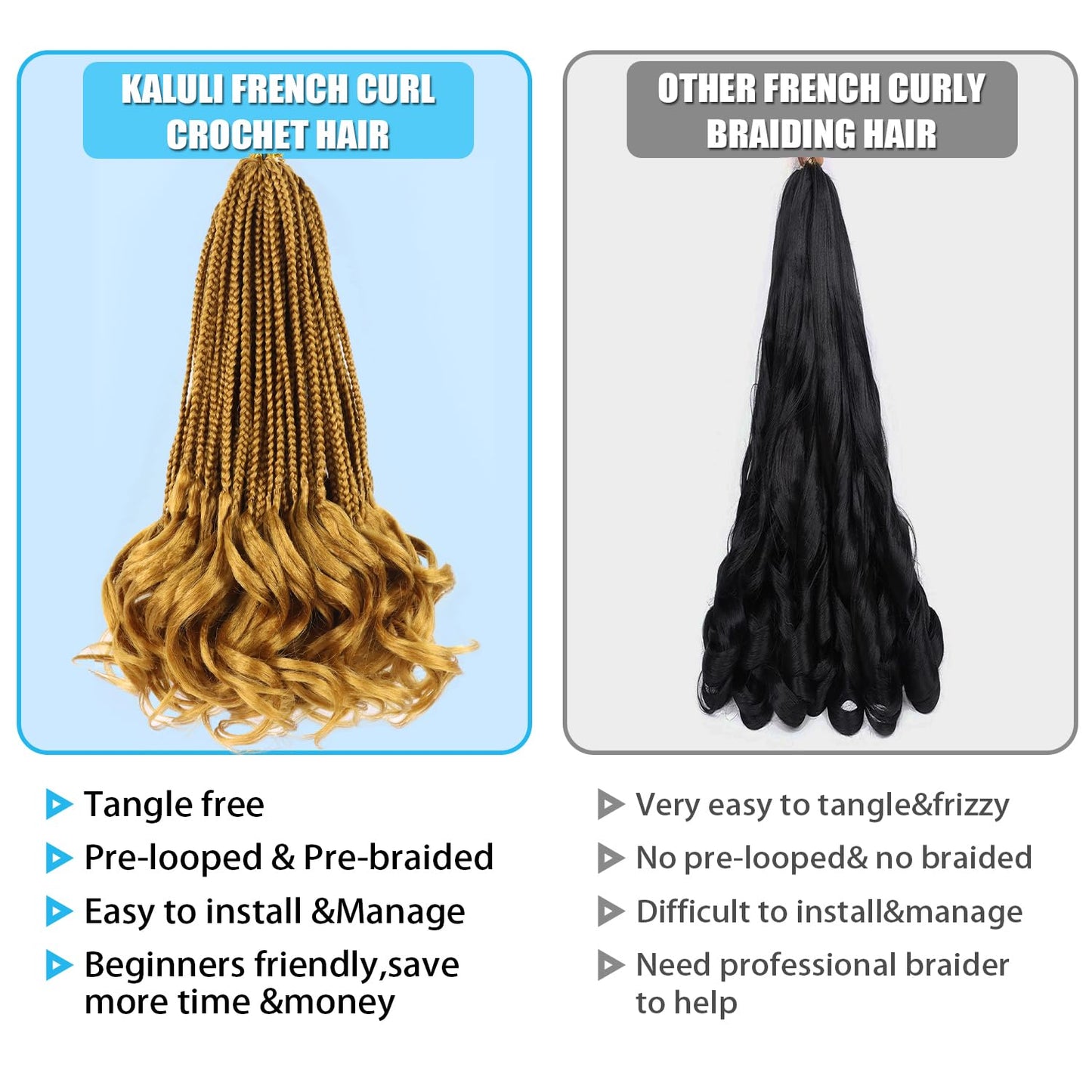 French Curl Braiding Hair Color 27 Goddess Box Braids Crochet Hair Pre Looped Crochet Box Braids 14 Inch French Curl Crochet Braids with Curly Ends Wavy Curly Braiding Hair Extensions (7 Packs)
