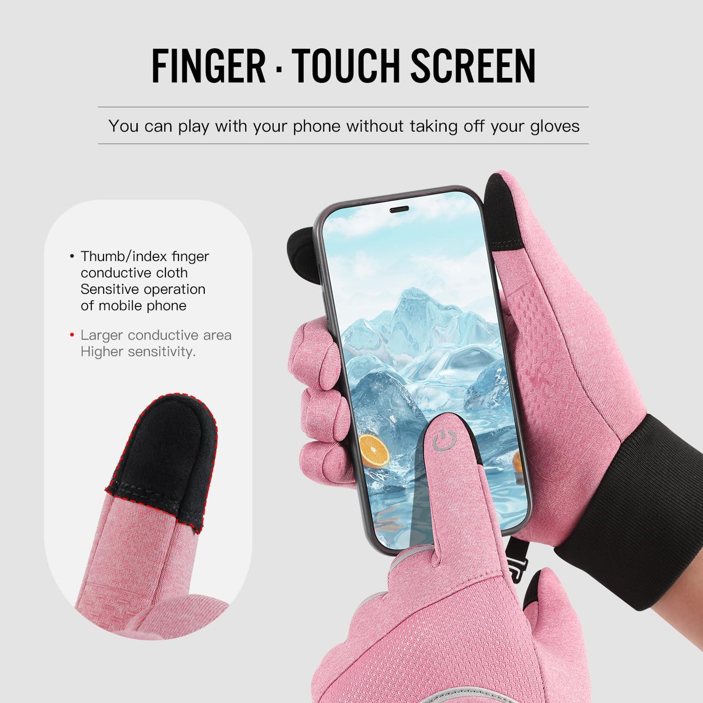 KynciLOR Womens Winter Gloves Mens Thermal Gloves with Touchscreen Fingers Anti-Slip Grip for Runing Working Texing Driving
