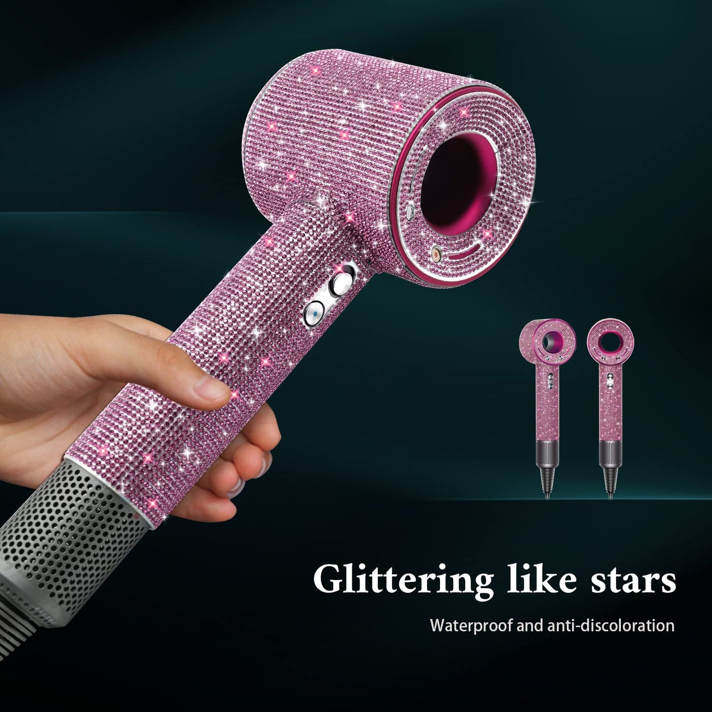 Rhinestones Case for Dyson Hair Dryer Anti-Scratch Shockproof Dust Proof Travel Protective Case Cover for Dyson Hair Dryer (Bling Purple)