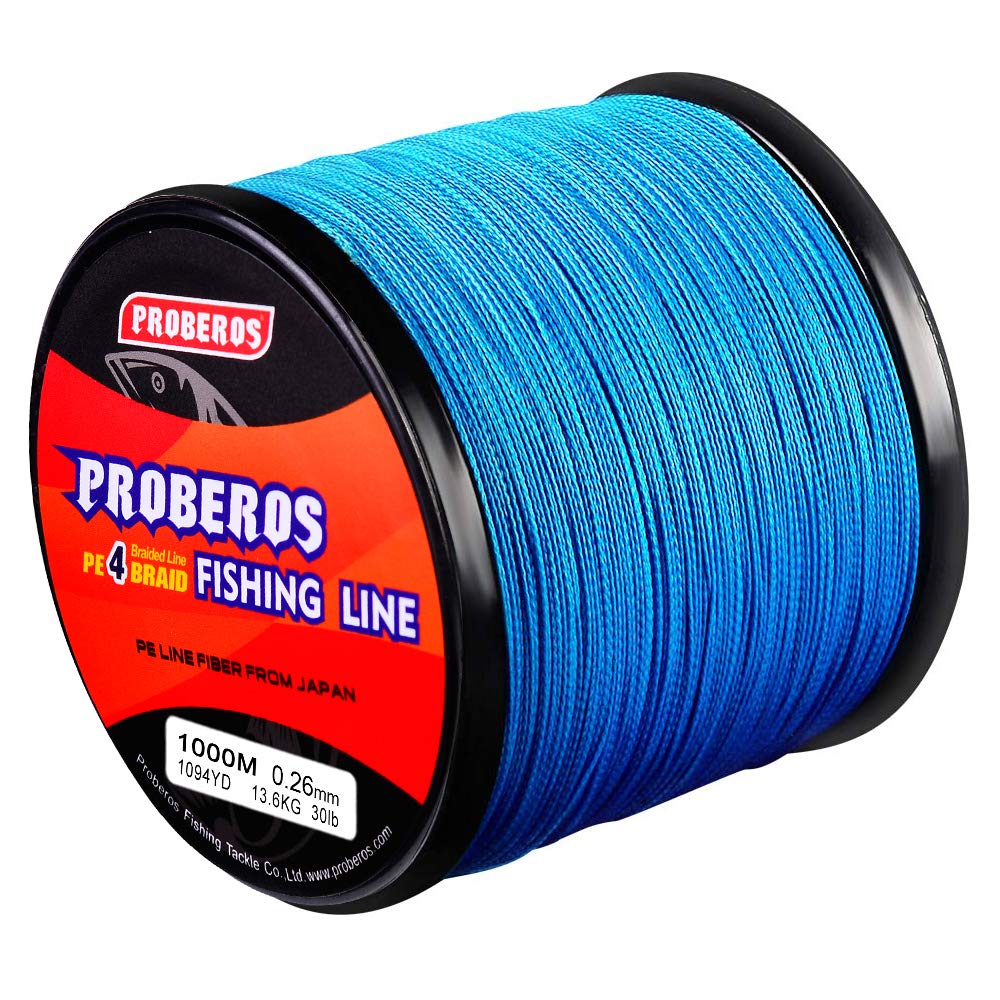 BAIKALBASS Braided Fishing Line 4 Strands Strong Multifilament PE Braid Wire for Saltwater 547Yard/500M 80LB Blue