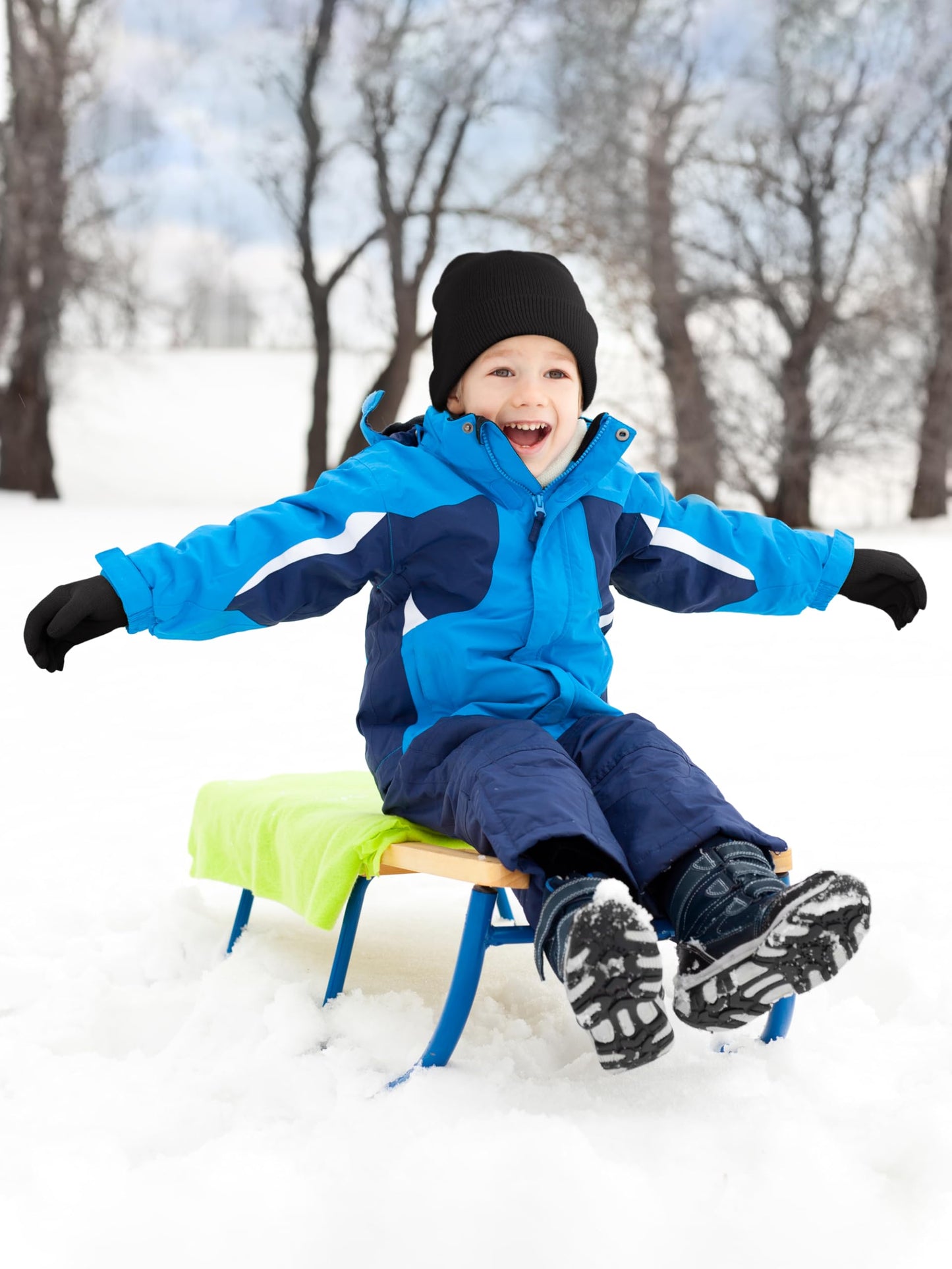 Gnodio 8 Pack Kids Beanie Hats and Gloves Set Kid's Knitted Beanies Hat Winter Gloves for Boys Girls