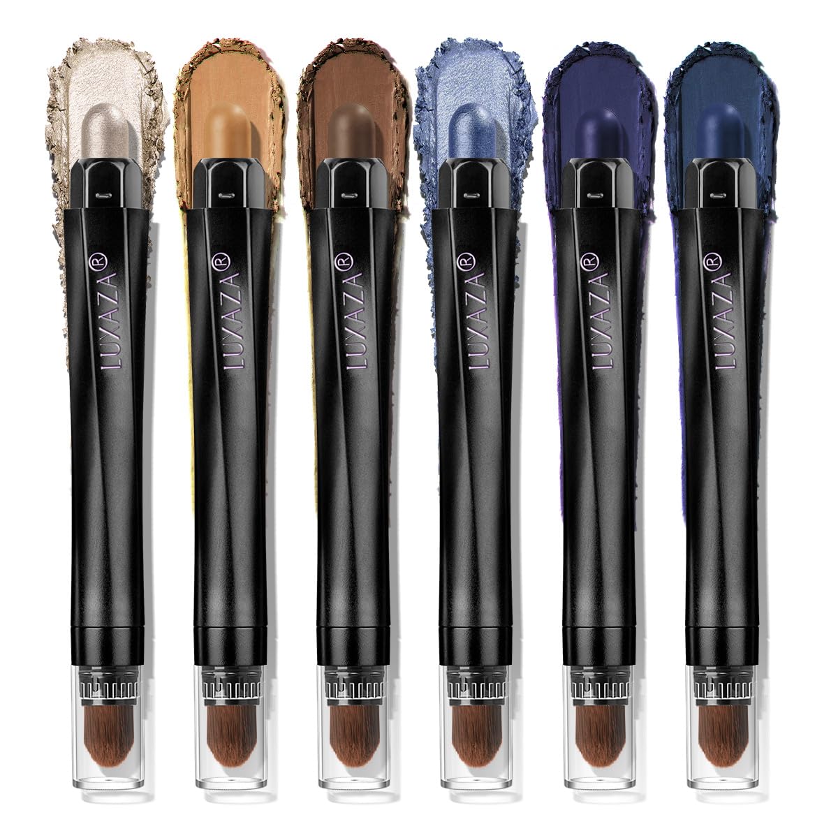 LUXAZA PRO Neutral Eyeshadow Stick Makeup Set, Metallic Shimmer Matte Cream Eye Shadow Eyeliner Brightener Pencil Crayon - Classic 6PCS A010