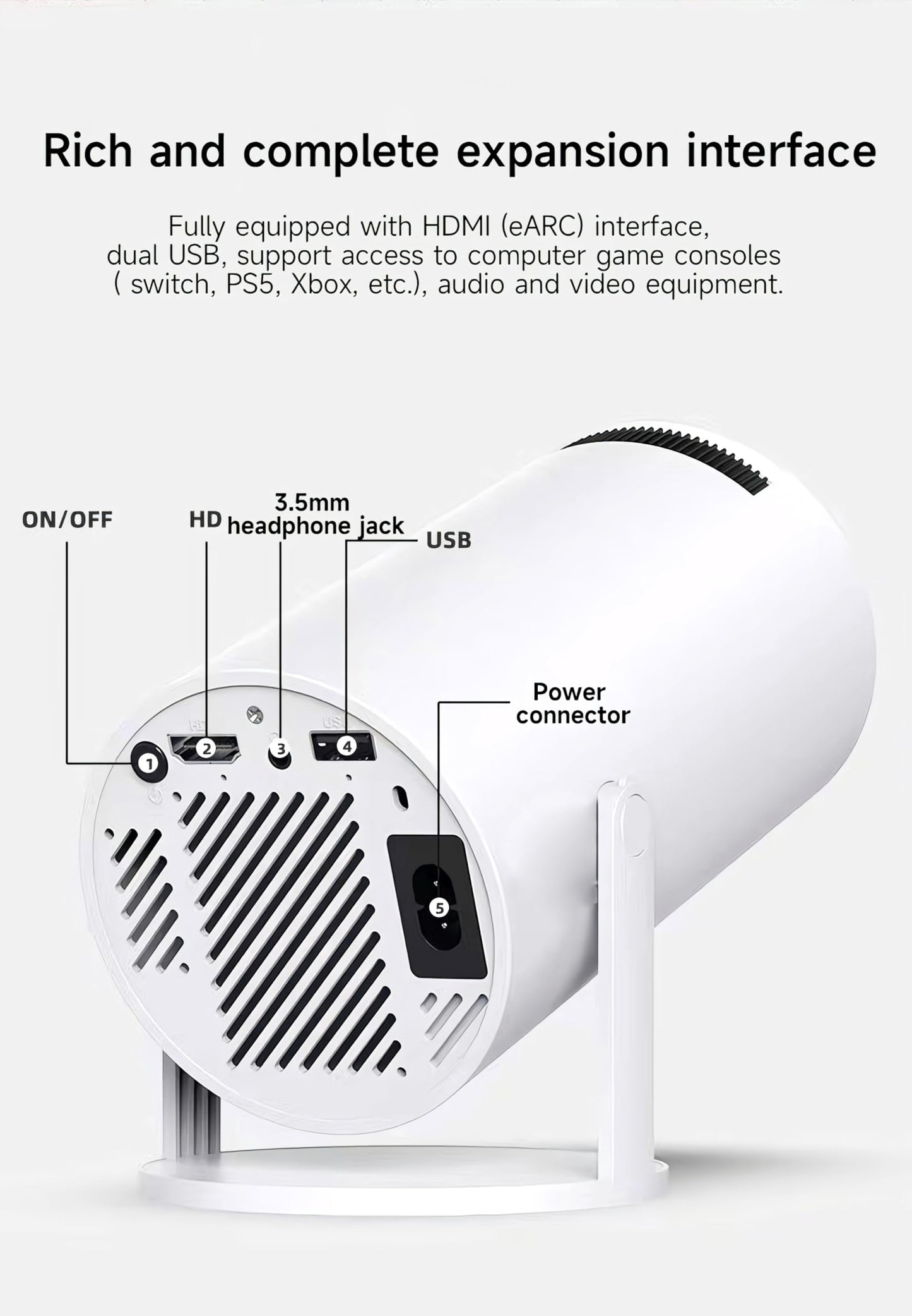 Mini Projector, 4K Decoding, 1080P Resolution, Compatible with Smartphones, Laptops, Tablets and Home Theater Devices, Equipped with Bluetooth 5.0 and Wi-Fi 6, Runs on Android 11.0 System