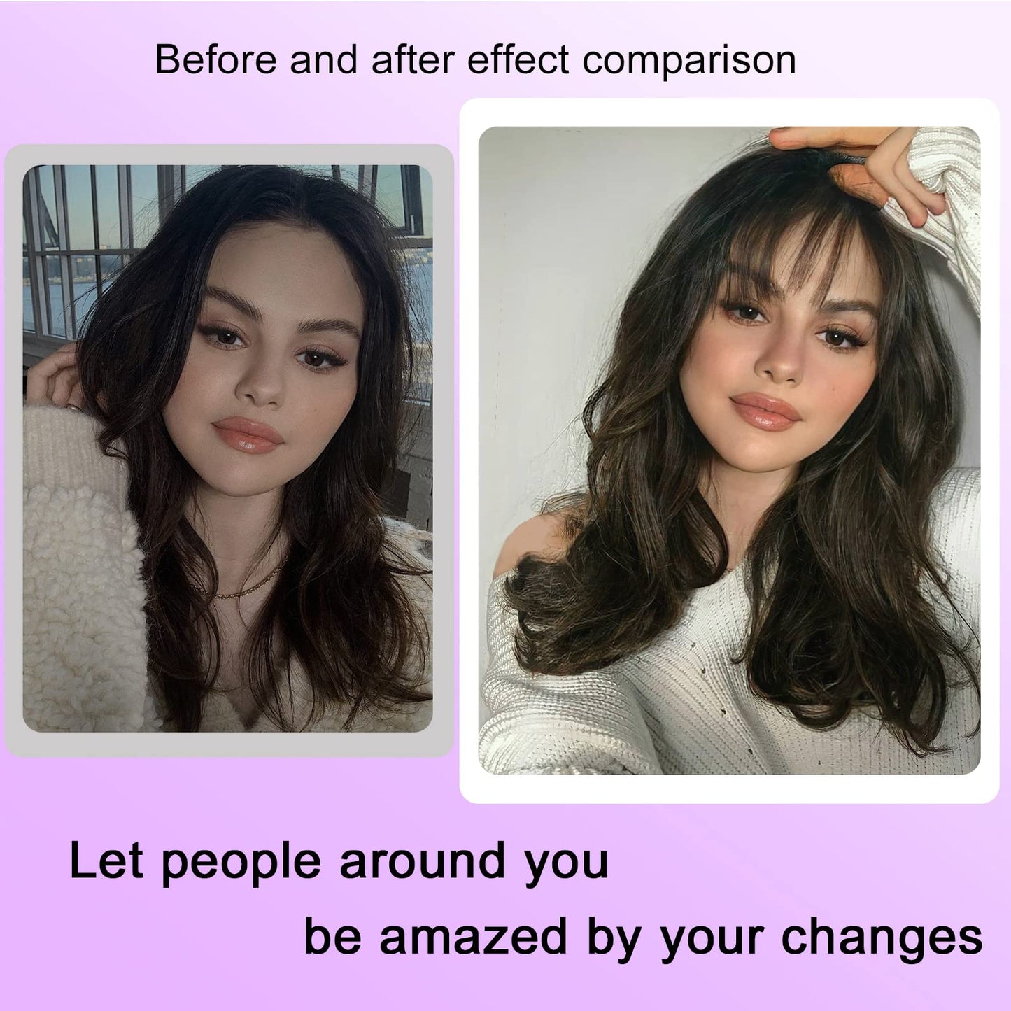 GHDXIWEYU 100% Human Hair Clip in Bangs,Women Air Thinning Curtain Flat Brown Black Bangs, Natural Curved Wispy Bangs,Faux fake Bangs