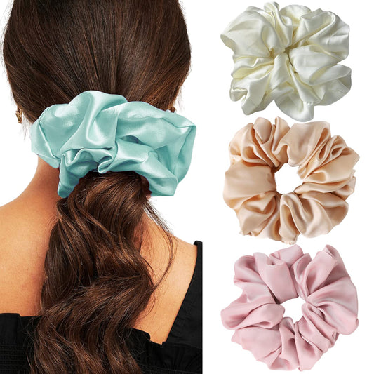 Large Satin Scrunchies Oversized Scrunchies Jumbo Scrunchies Sleeping Giant Scrunchie No Damage Big Satin Silk Scrunchies for Women(C)