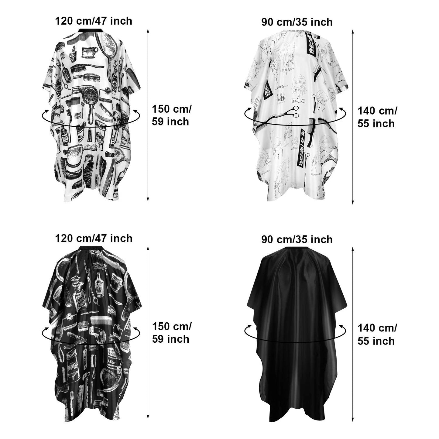 SATINIOR 4 Pcs Barber Cape for Hair Cutting Waterproof Styling Cape for Salon Coloring Hair, with Adjustable Snap Closure