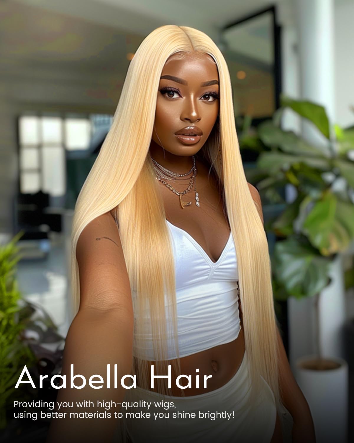 Arabella 613 Lace Front Wig Human Hair 13x4 Ready to Go Glueless Wig 12A Blonde Lace Front Wigs Human Hair 210% Density 613 Straight Hair 613 HD Lace Frontal Wig(34inch, 613 13X4 Straight Wig)