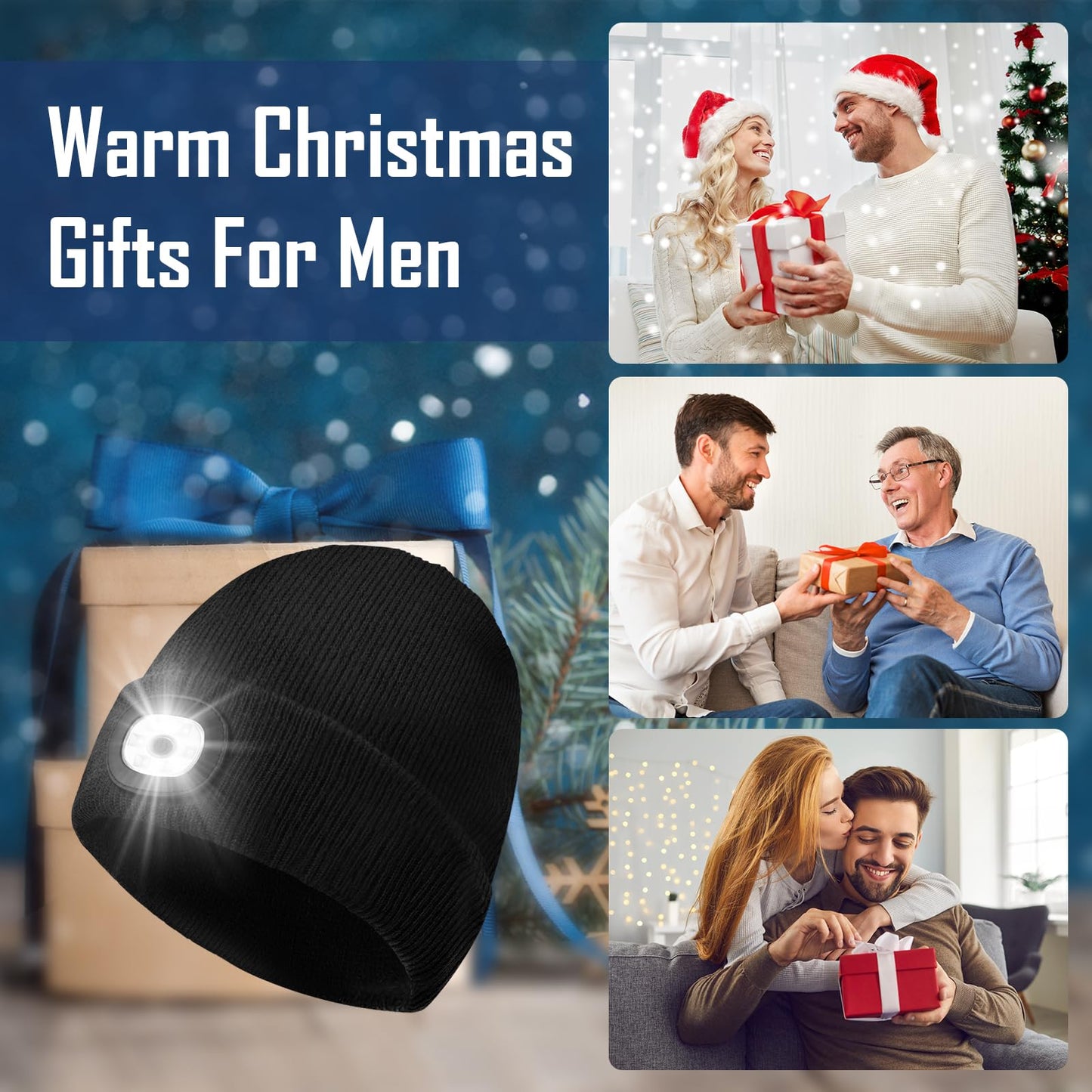 Stocking Stuffers for Adults Men Him, Led Beanie Hats for Men, Gifts for Men Dad Him, White Elephant Gifts for Adults, Mens Gifts for Christmas, Who Want Nothing, Cool Gadgets Stuff Tools for Men