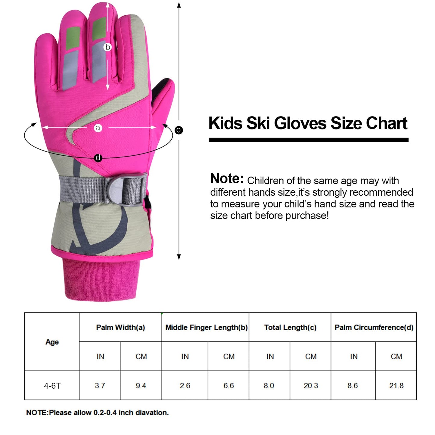 7-Mi Kids Winter Warm Water-Resistant Gloves for Skiing/Snowboarding/Cycling/Riding Outdoor Activities Children Mittens Best for 4 to 6 Years Old Pink