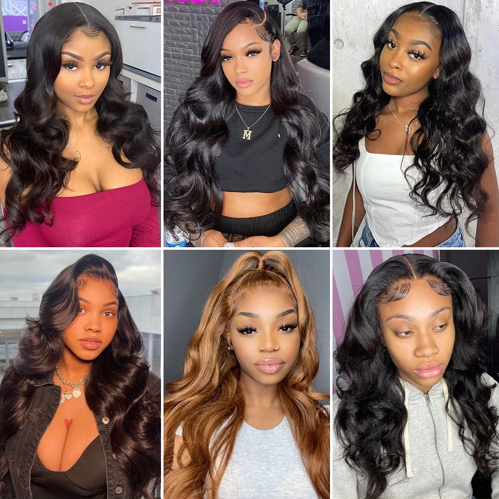 Hedy 4x4 Lace Front Wigs Human Hair Wigs for Black Women Pre Plucked with Baby Hair 220% Density Body Wave Glueless 10A Brazilian Lace Closure Wigs Human Hair Natural Color(20 Inch)
