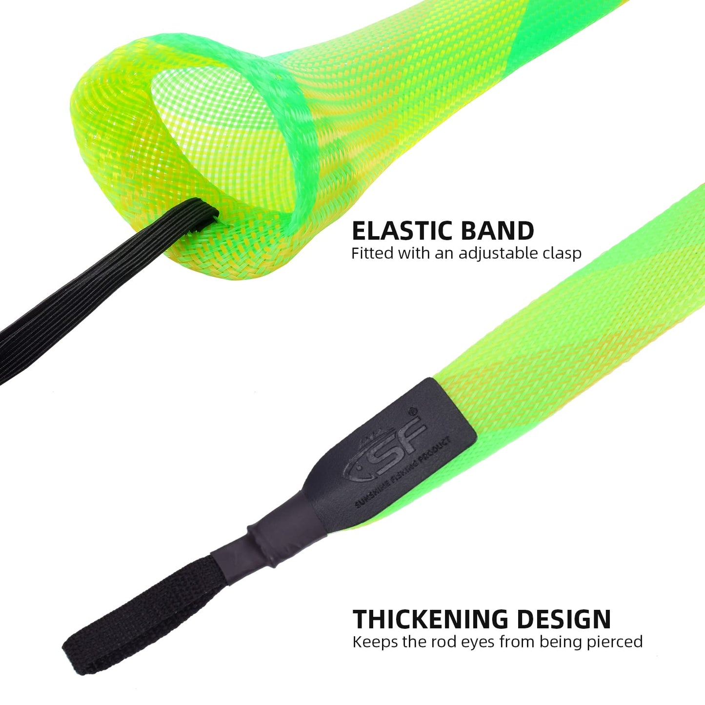 SF Standard Spinning Rod Sock Fishing Rod Sleeve Rod Cover Braided Mesh Rod Protector Pole Gloves Fishing Tools for Spinning Fishing Rod Green-Gold-2PCS Fit Spinning Rod 6-1/2FT to 7-1/2FT
