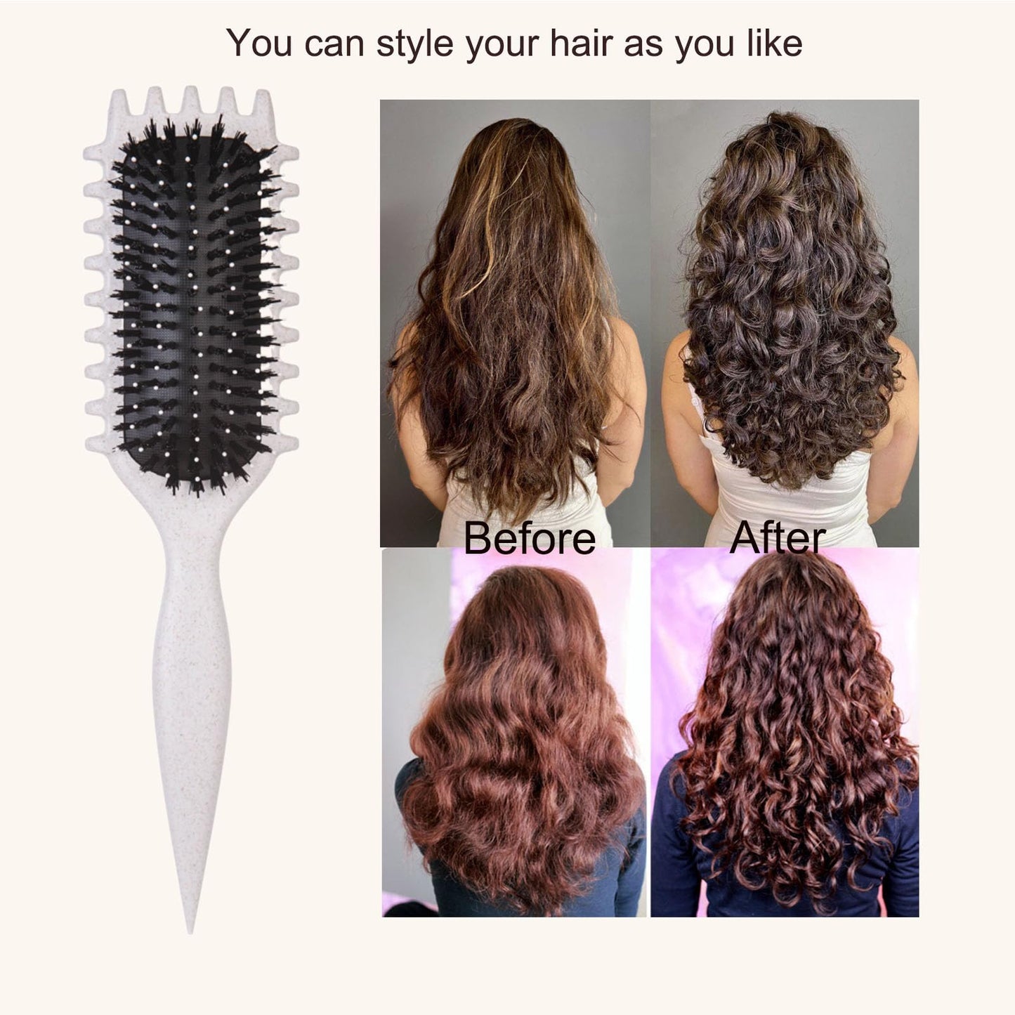Curl Defining Brush-Curly Hair Brush Define Styling Brush for Curly Hair,Curl Brush for Curly Hair Wet,Shaping & Defining Curls for Women (Off-White)