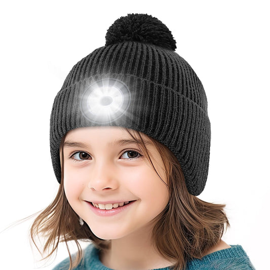 TOUCH TWO Beanie Hat with Light & Ear Flaps, USB Rechargeable LED Headlamp Cap-Winter Hat Birthday Tech Gifts for Boys Girls