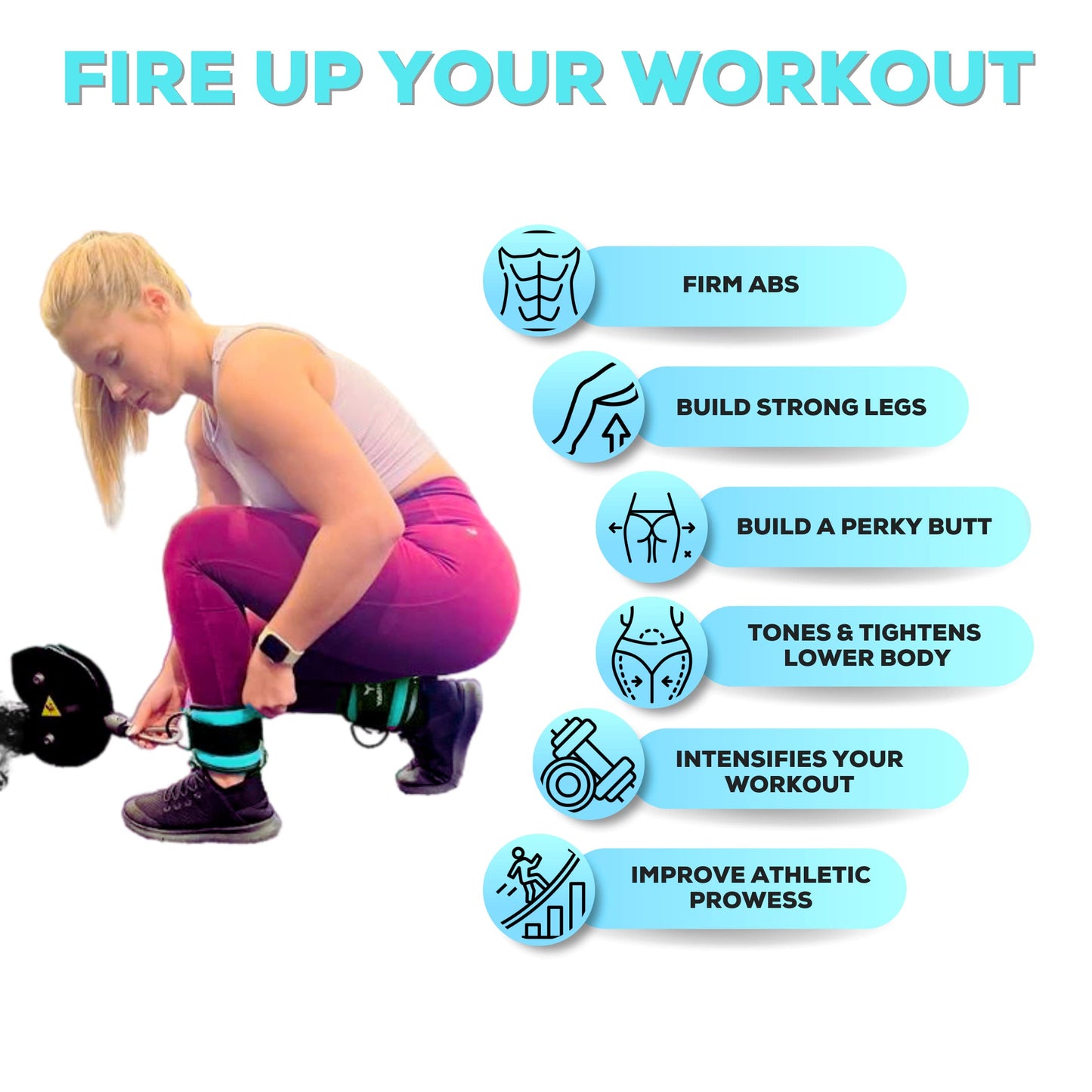 YAGHZU Ankle Straps for Cable Machines Women - Adjustable Gym Ankle Strap for Cable Machine, Neoprene Padded Cable Straps, Durable Leg Strap with Cable Cuff, Glute Kickback Ankle Strap with D Rings