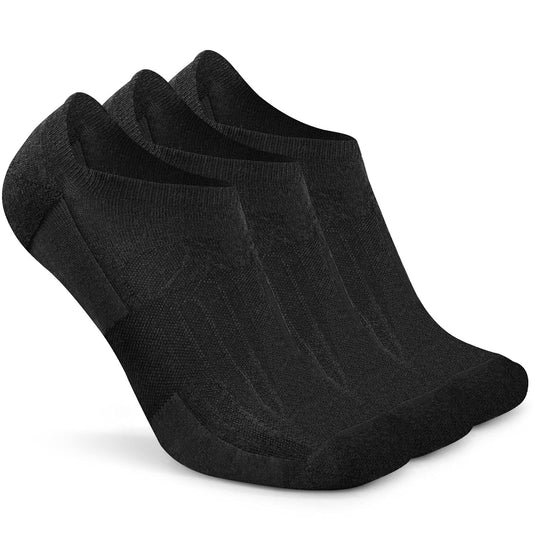Busy Socks Women's Invisible Wool No Show Socks for Men, Men's Office Anti Slip Comfort Fit Walking Bowling Riding Running Cycling Socks, 3 Pairs, Medium, Black