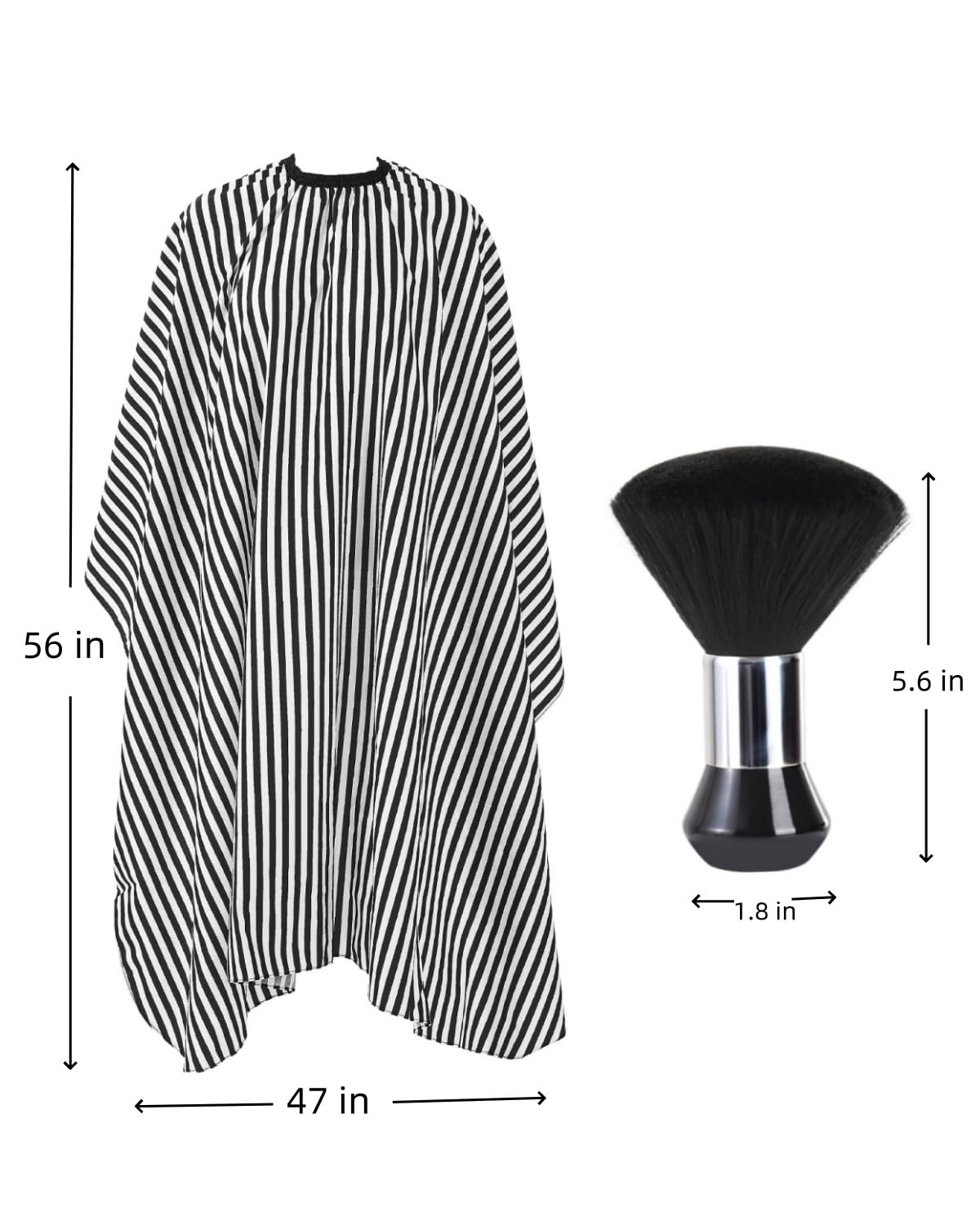 YELEGAI Professional Hair Cutting Cape with Neck Duster Brush, Large Size Salon Barber Cape for Men, Women and Kids(White with Black Stripes)