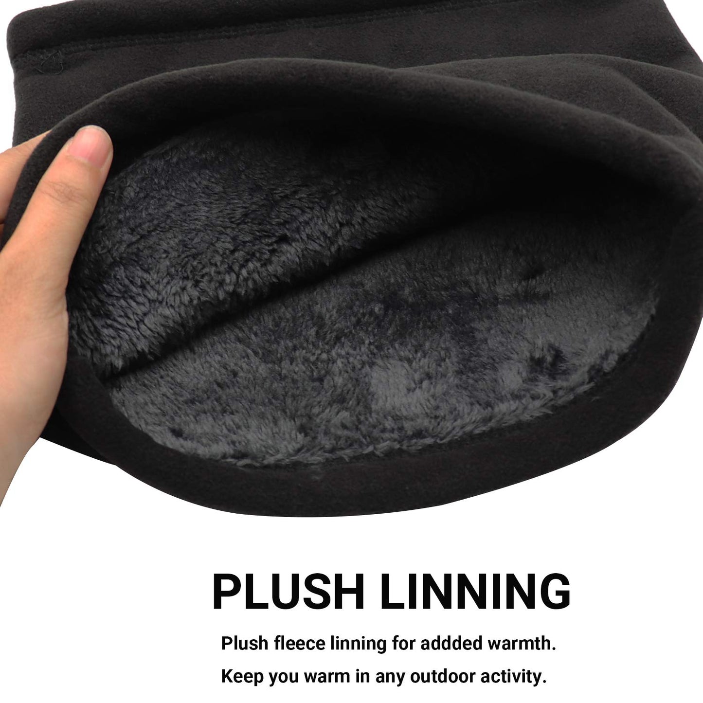 Aiphamy Winter Warm Versatile Polar Fleece Neck Gaiter Neck Warmer Face Mask Beanie Hat Thermal Snowboarding Ski Wear, Black