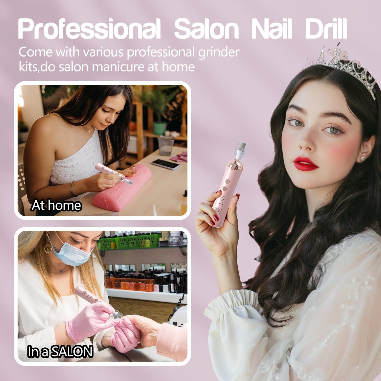 Droyek Electric Nail Drill Machine Nail Drill Electric File Nail File Kit for Beginners Acrylic Gel Nails Manicure Pedicure Polishing Shape Tool with 8 Bits Gel Nails and Home Salon Use