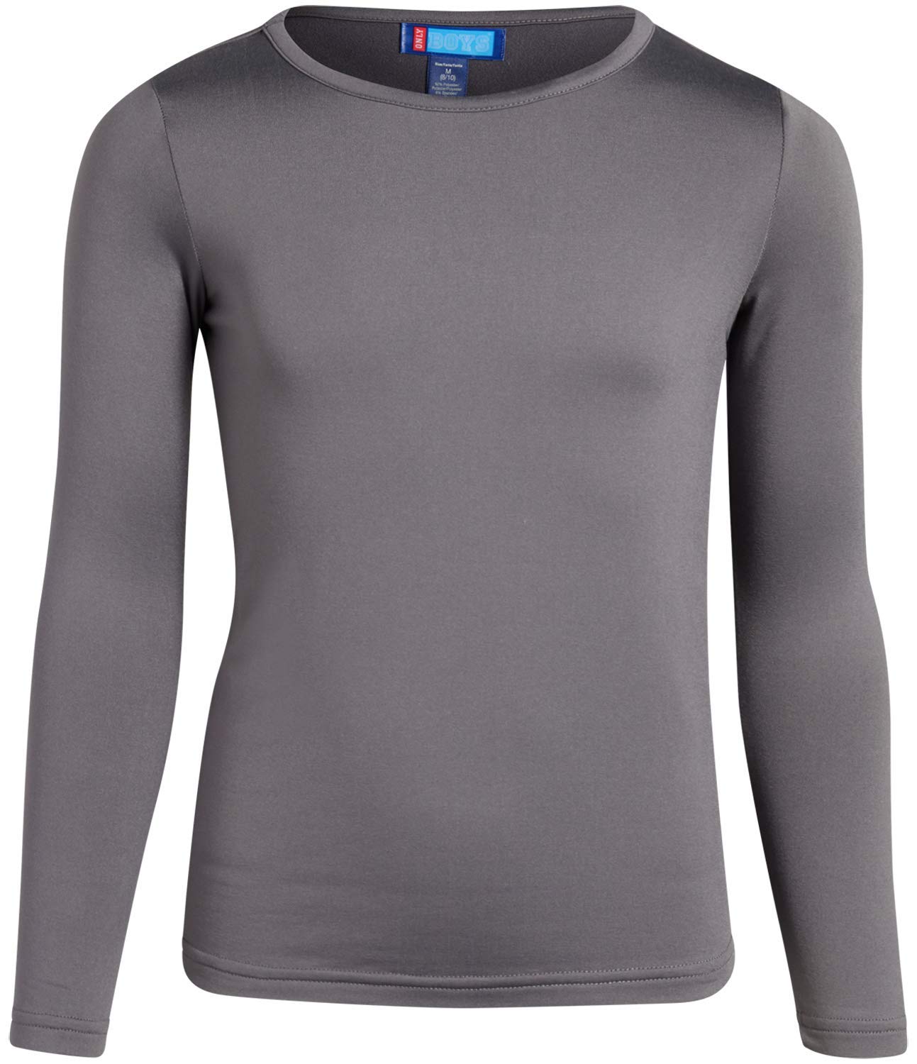 ONLY BOYS Thermal Underwear Set – 2 Piece Brushed Fleece Top and Long Johns (2T-16), Charcoal, Size Medium/8-10