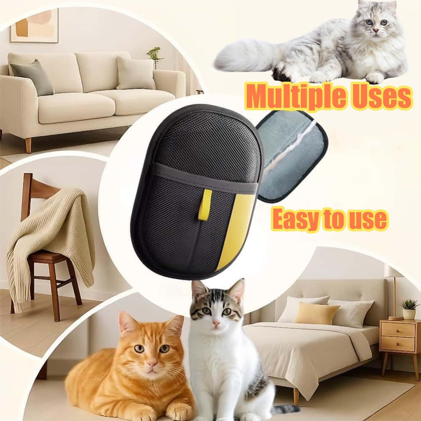 Pet Hair Removal Glove,Kivori Pet Grooming Gloves,Reusable Cat Dog Grooming Gloves Pets Hair for Dogs,Cats & Horse(2PCS)