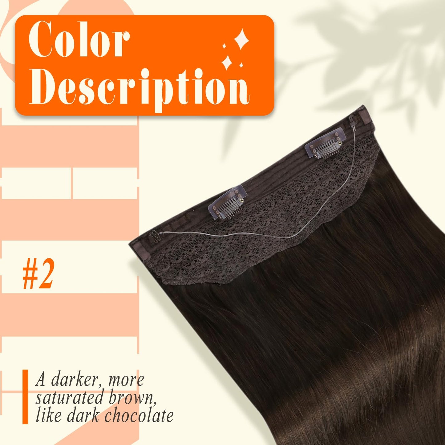 Fshine Invisible Wire Hair Extensions Real Human Hair Brown Wire Human Hair Extensions Hidden Wire Extensions Human Hair 18 Inch Darkest Brown Remy Straight Fishing Line Hair Extensions Clip ins 80G